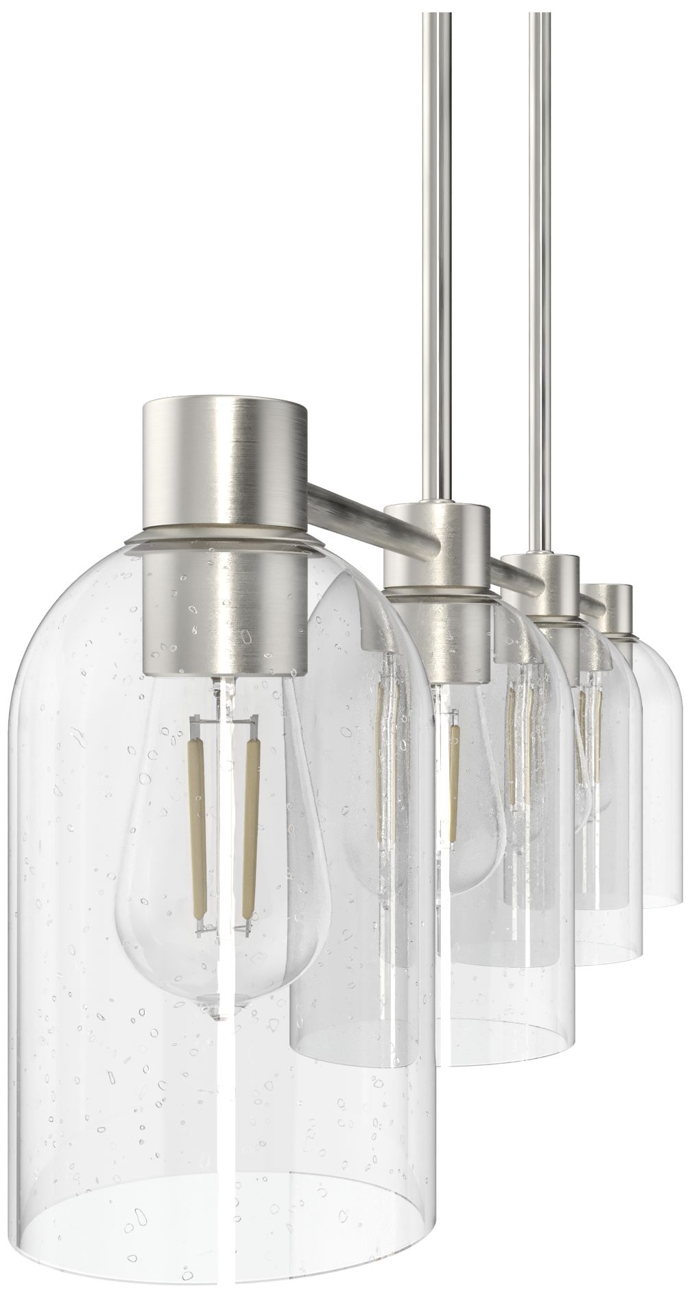 Image 3 Hunter Lochemeade Brushed Nickel with Clear Seeded Glass 4 Light Chandelier more views