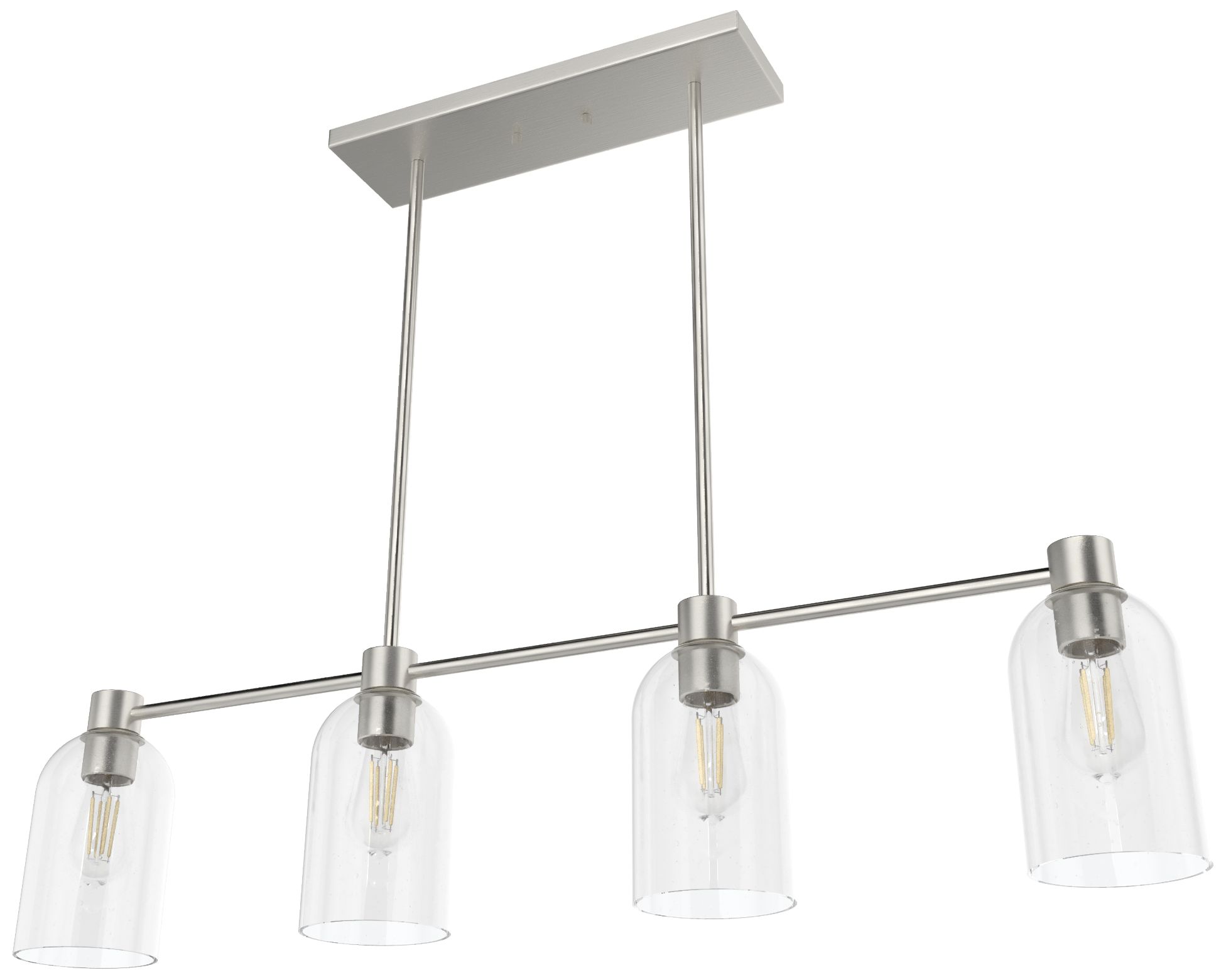 Image 4 Hunter Lochemeade Brushed Nickel with Clear Seeded Glass 4 Light Chandelier more views