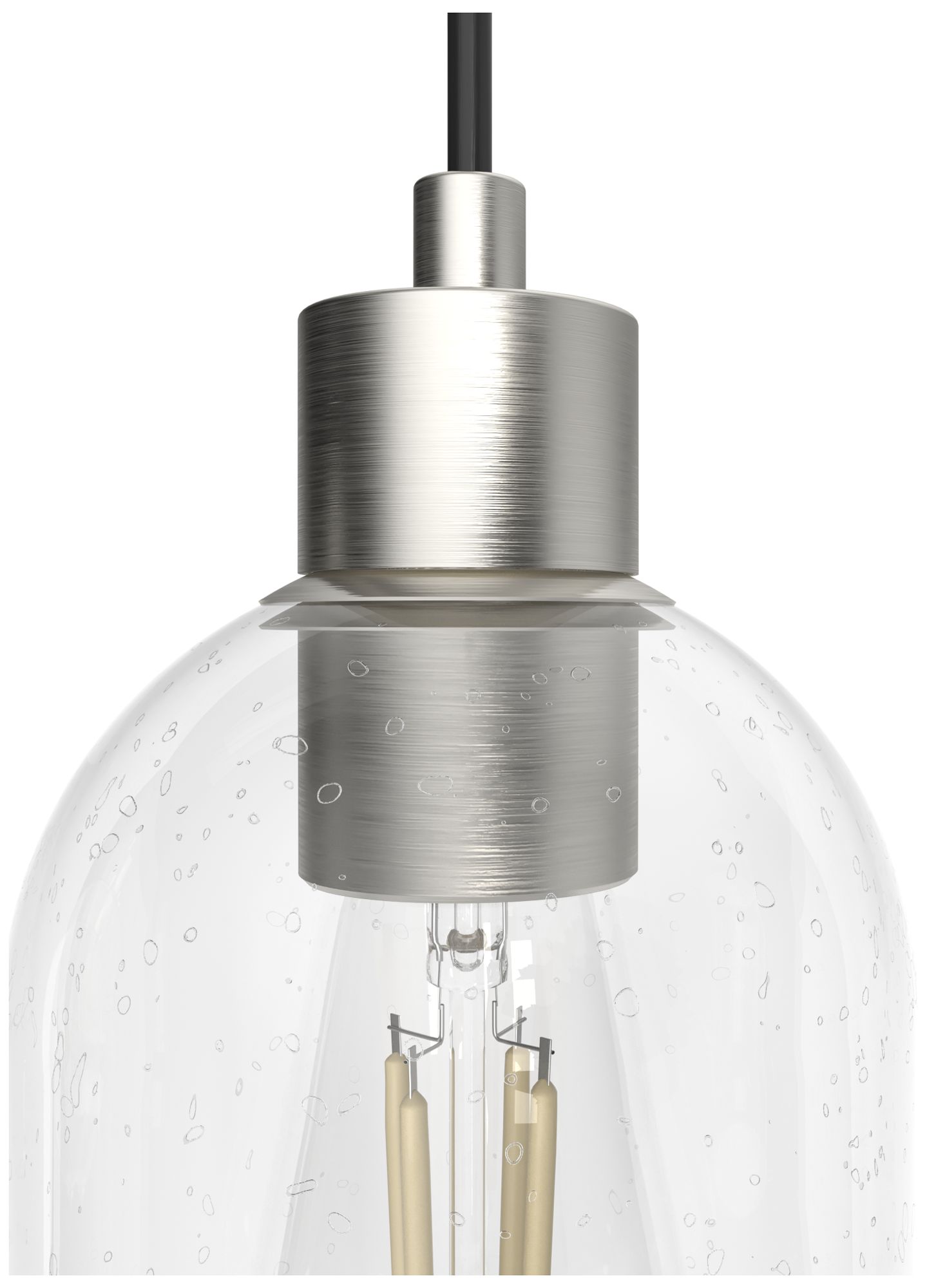 Image 2 Hunter Lochemeade Brushed Nickel with Seeded Glass 3 Light Pendant Cluster more views