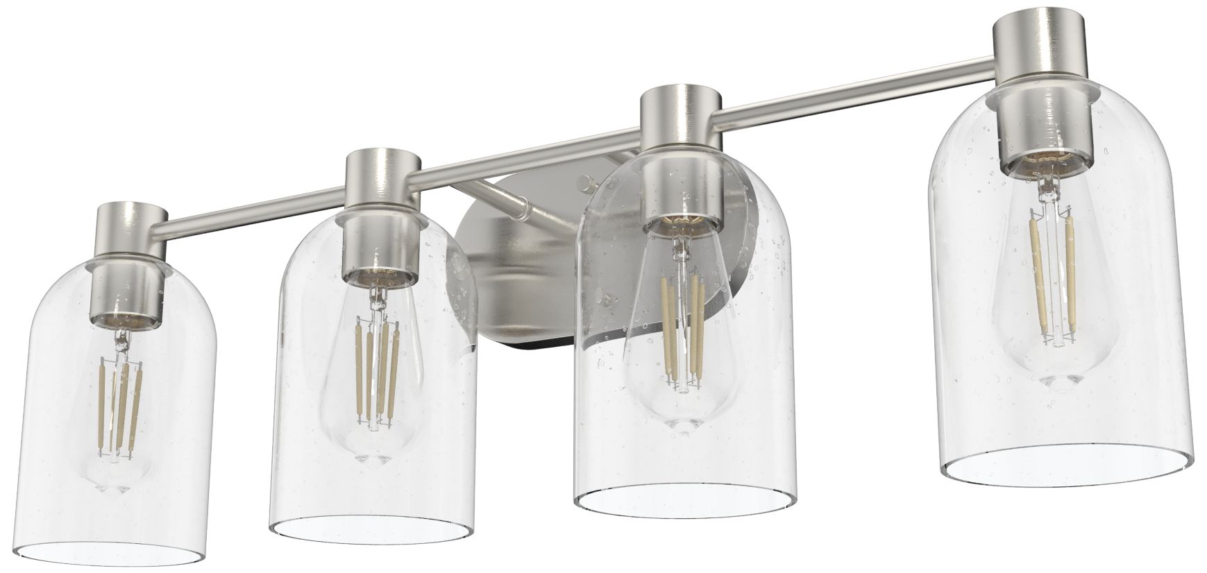 Hunter Lochemeade Brushed Nickel with Seeded Glass 4 Light Bathroom Vanity