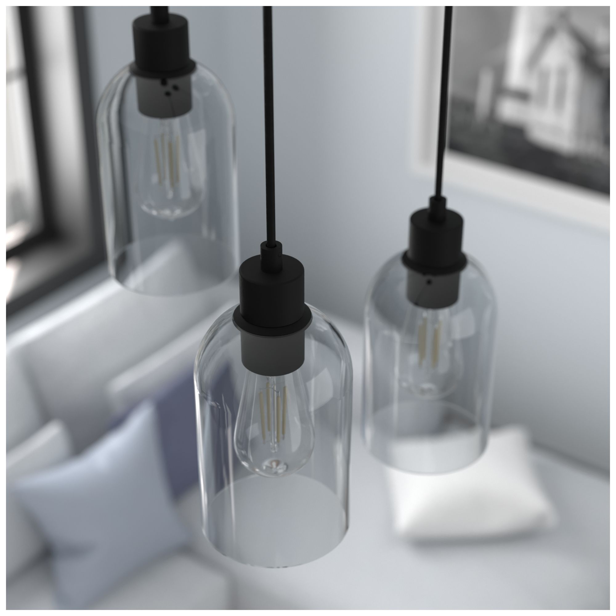 Image 5 Hunter Lochemeade Natural Black Iron with Smoked Glass 1 Light Pendant more views