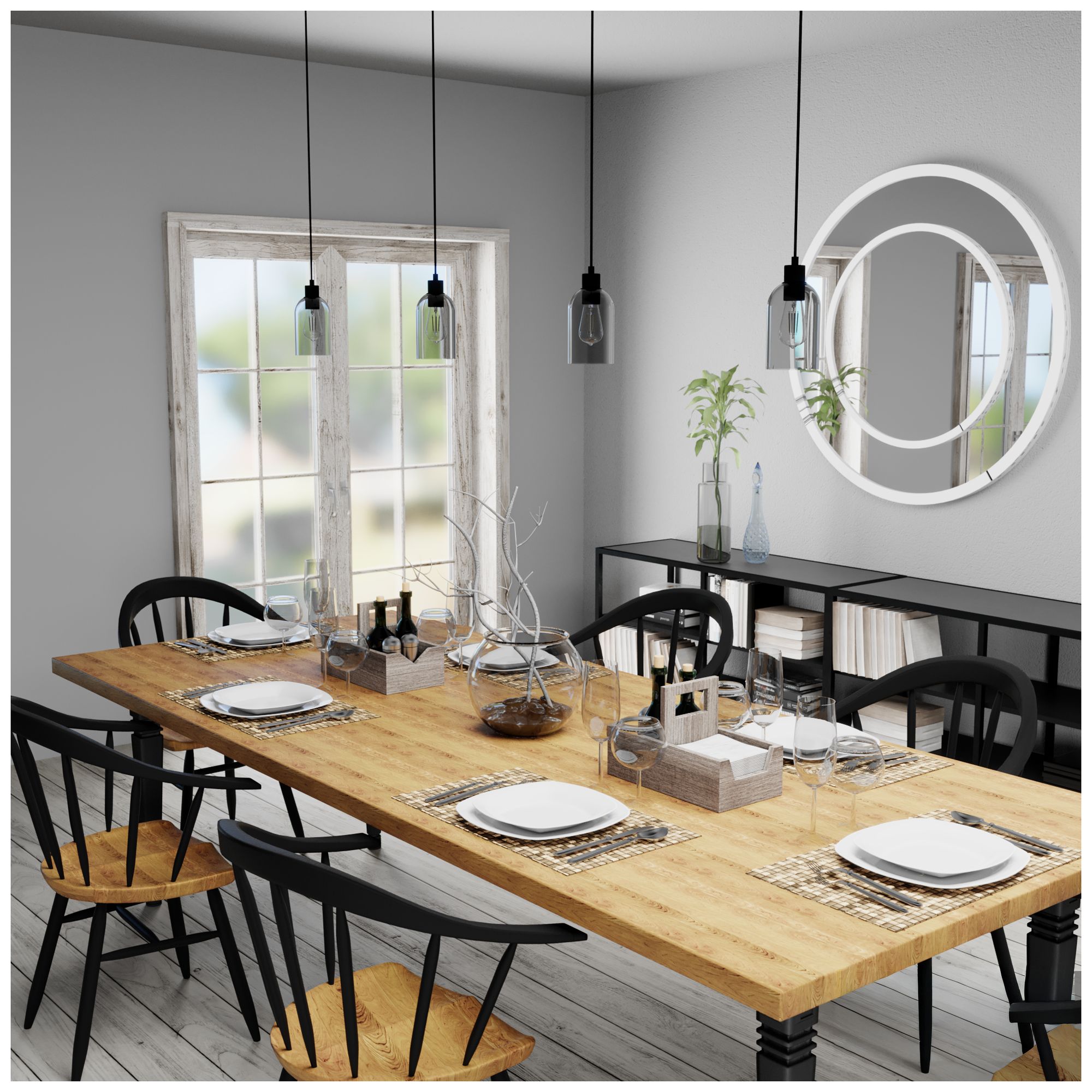 Image 6 Hunter Lochemeade Natural Black Iron with Smoked Glass 1 Light Pendant more views