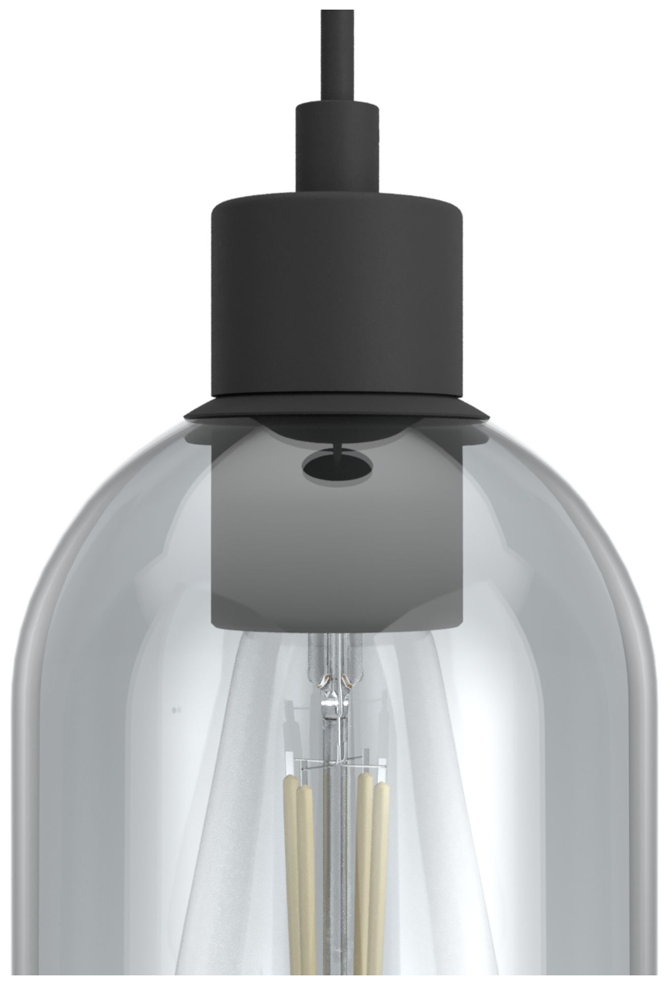 Image 7 Hunter Lochemeade Natural Black Iron with Smoked Glass 1 Light Pendant more views