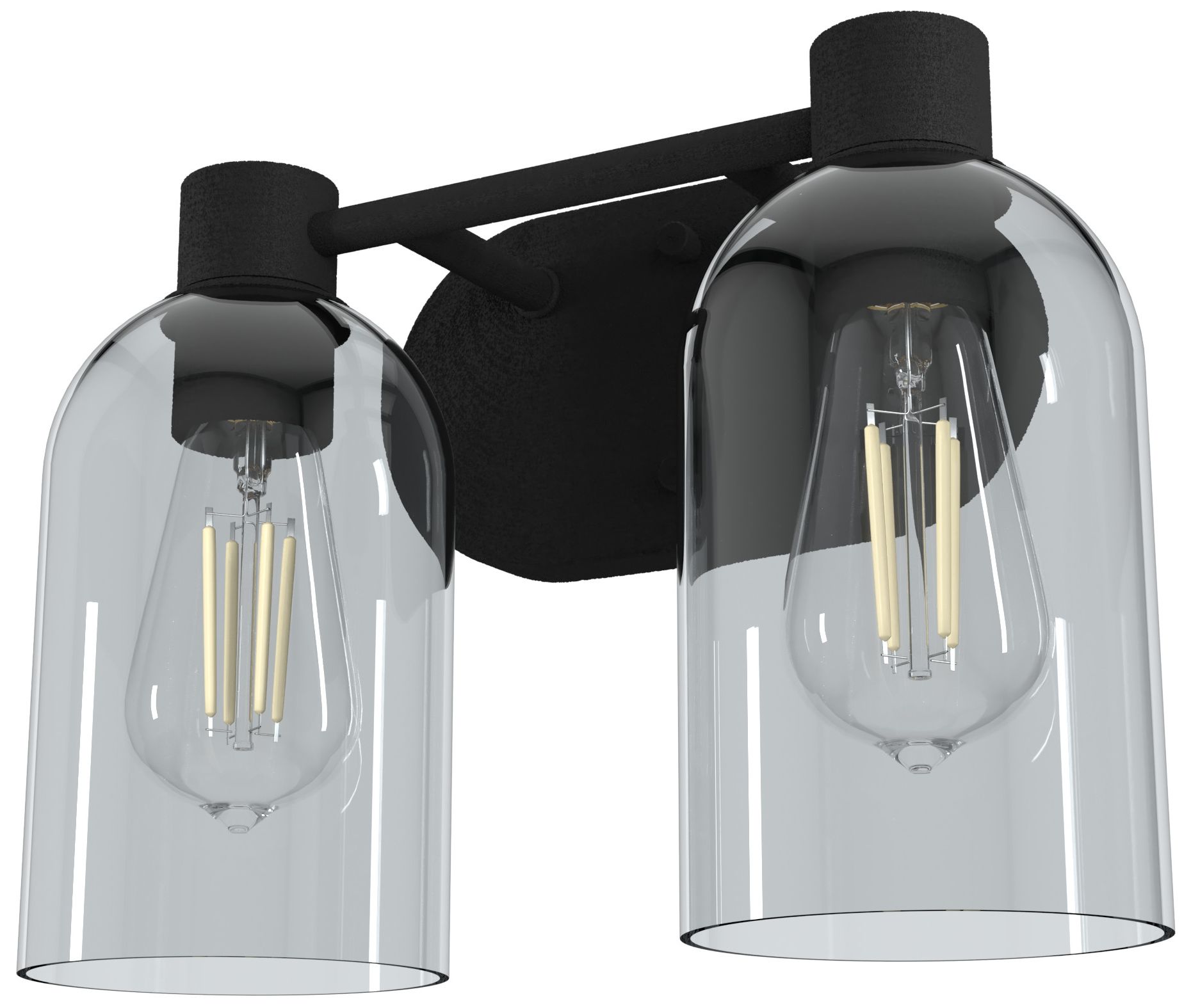 Image 5 Hunter Lochemeade Natural Black Iron with Smoked Glass 2 Light Vanity more views