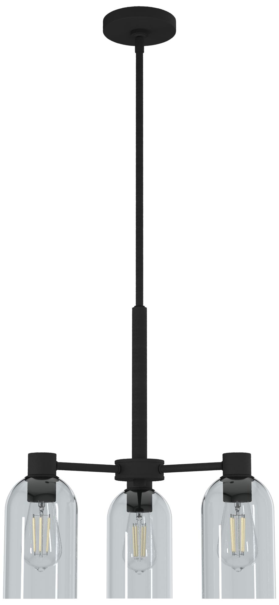 Hunter Lochemeade Natural Black Iron with Smoked Glass 3 Light Chandelier