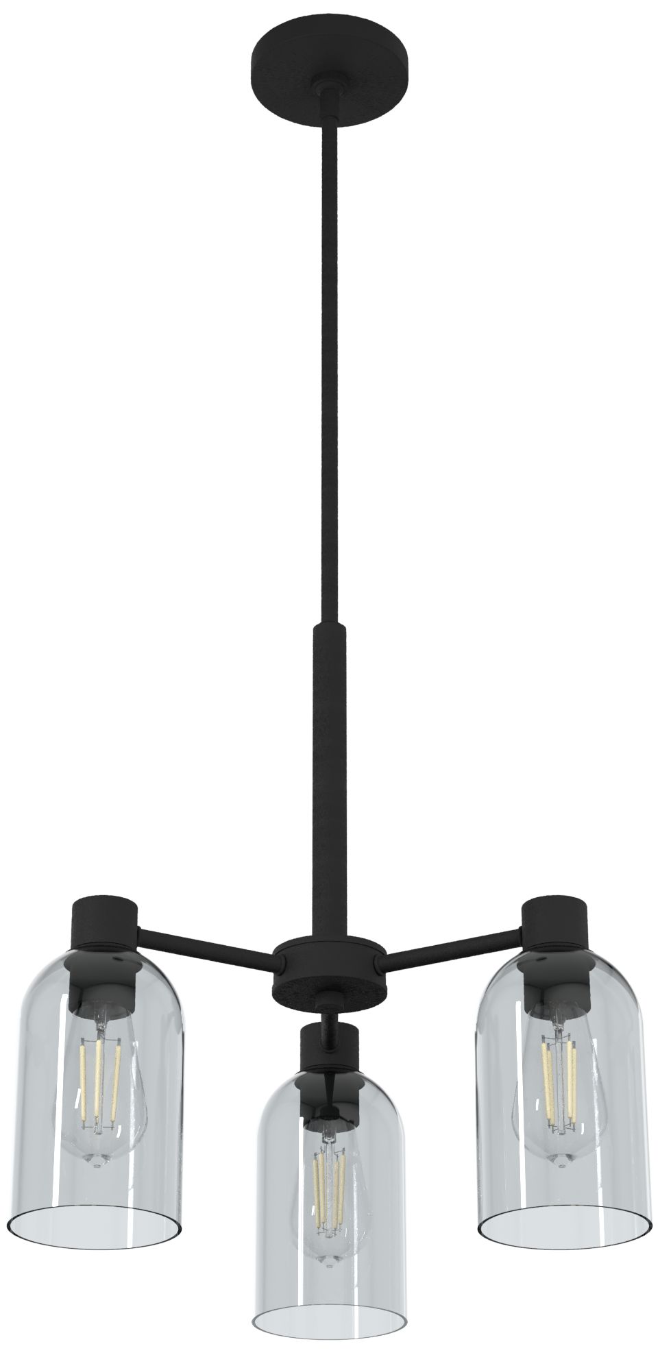 Image 3 Hunter Lochemeade Natural Black Iron with Smoked Glass 3 Light Chandelier more views