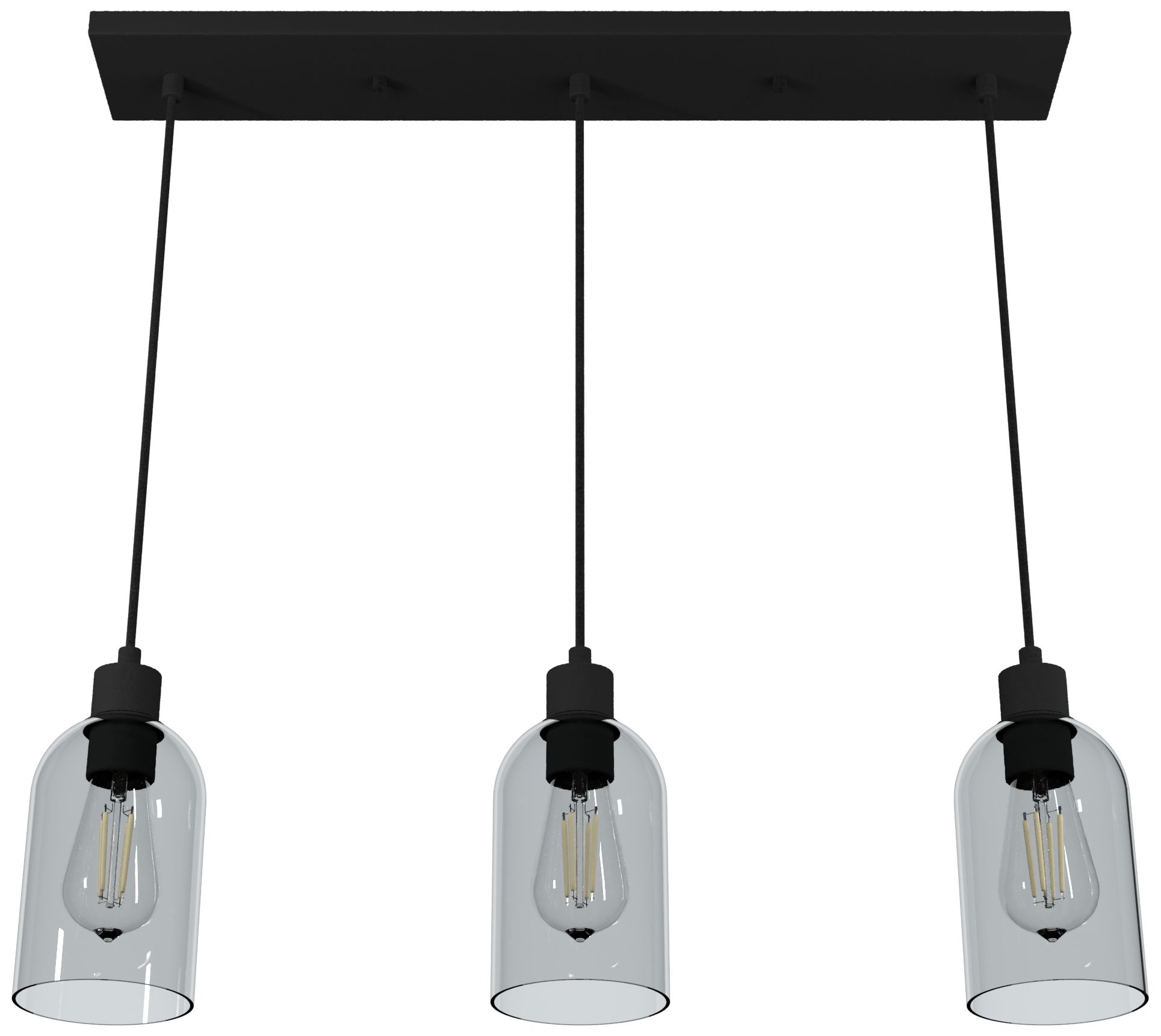 Image 3 Hunter Lochemeade Natural Black Iron with Smoked Glass 3 Light Pendant more views