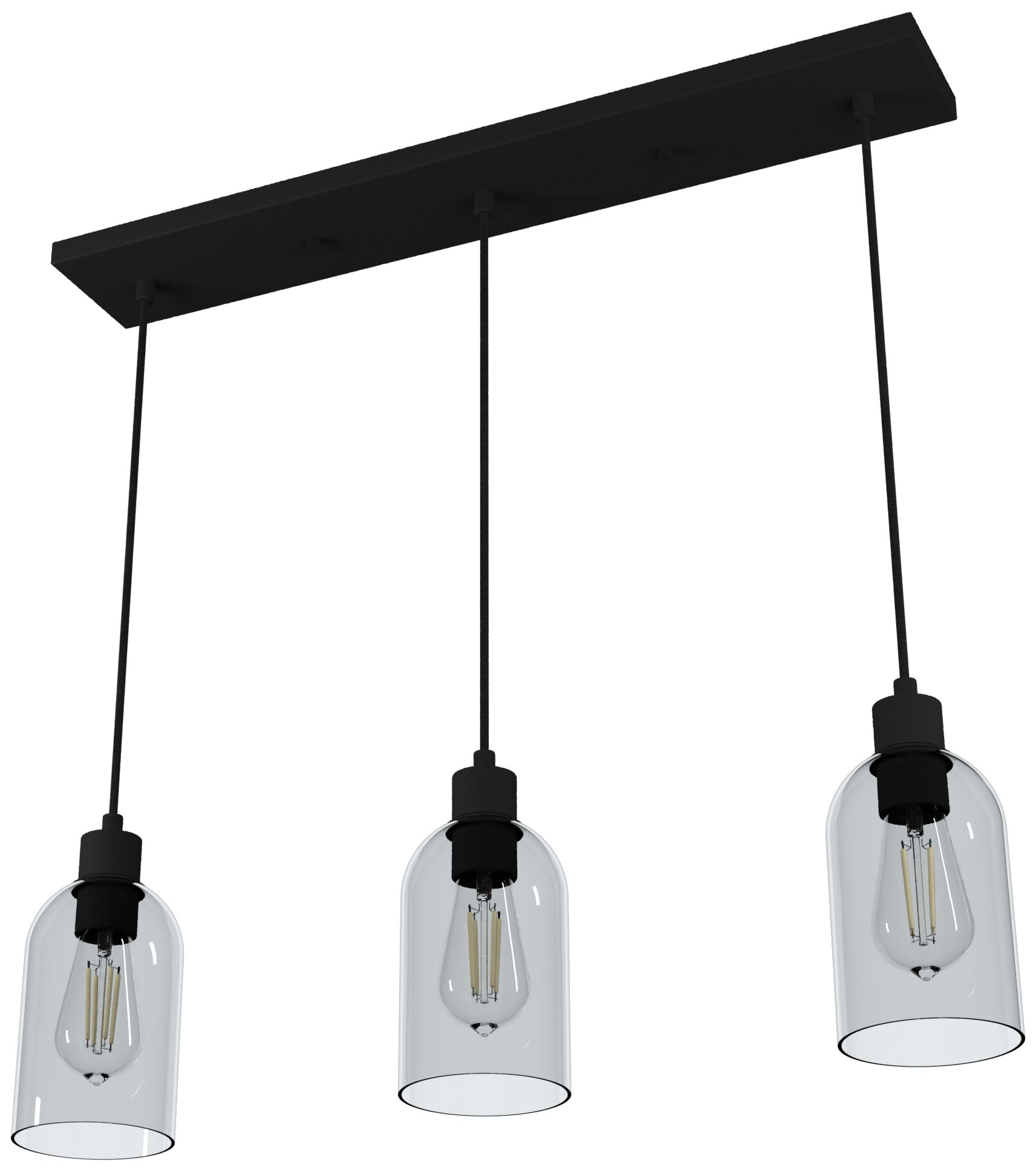 Image 4 Hunter Lochemeade Natural Black Iron with Smoked Glass 3 Light Pendant more views
