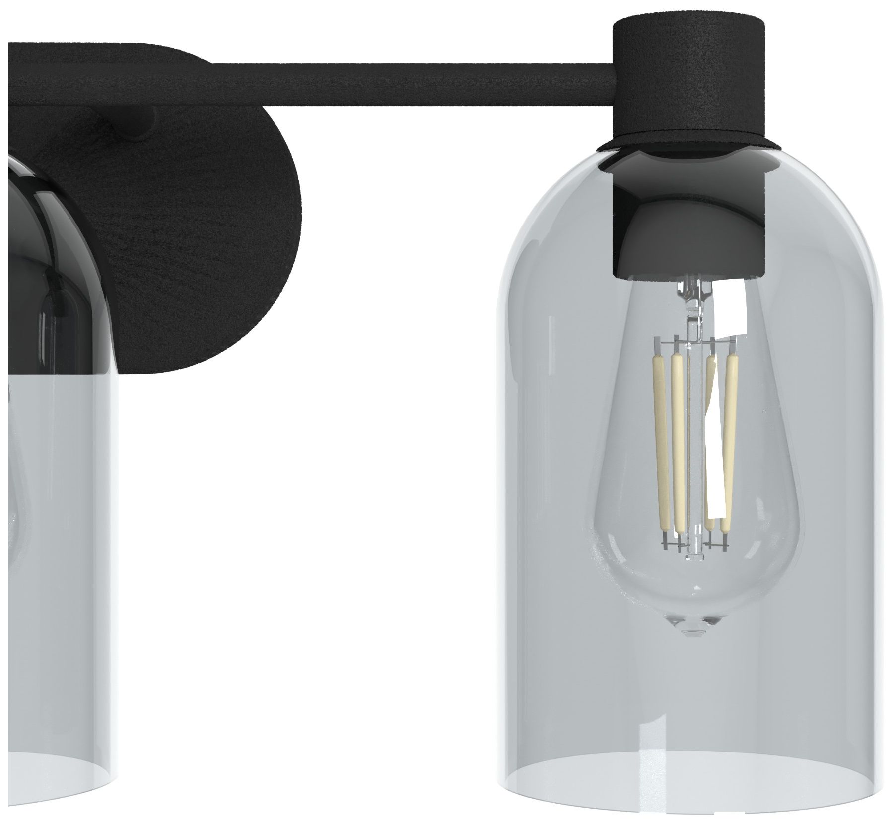 Image 3 Hunter Lochemeade Natural Black Iron with Smoked Glass 3 Light Vanity Light more views