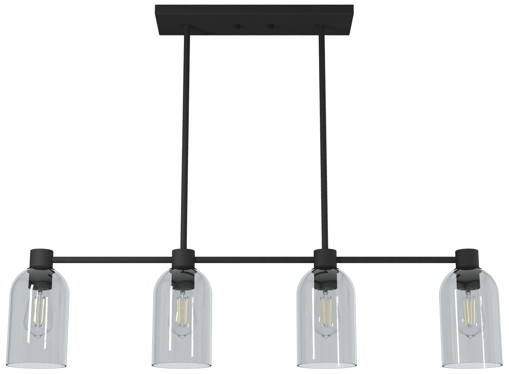 Hunter Lochemeade Natural Black Iron with Smoked Glass 4 Light Chandelier