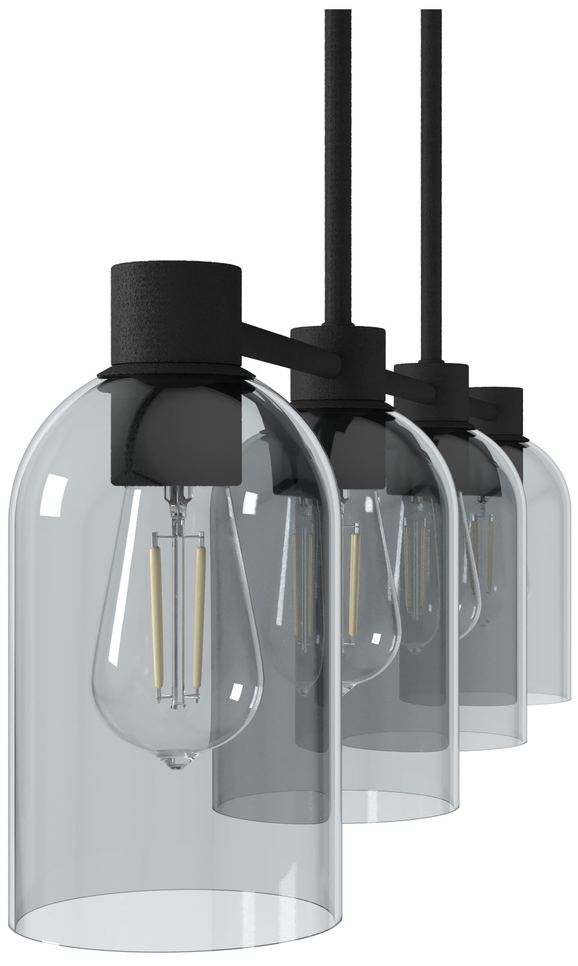 Hunter Lochemeade Natural Black Iron with Smoked Glass 4 Light Chandelier