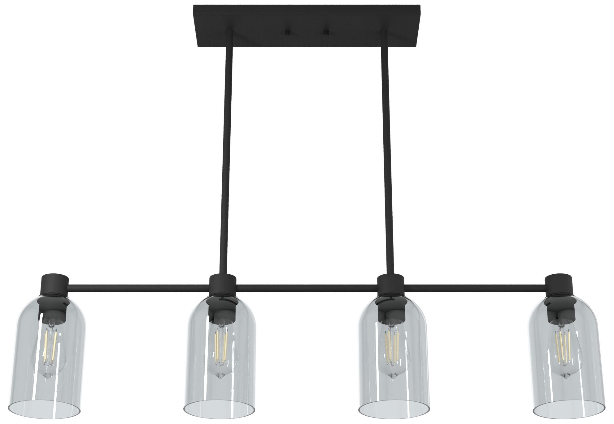 Hunter Lochemeade Natural Black Iron with Smoked Glass 4 Light Chandelier