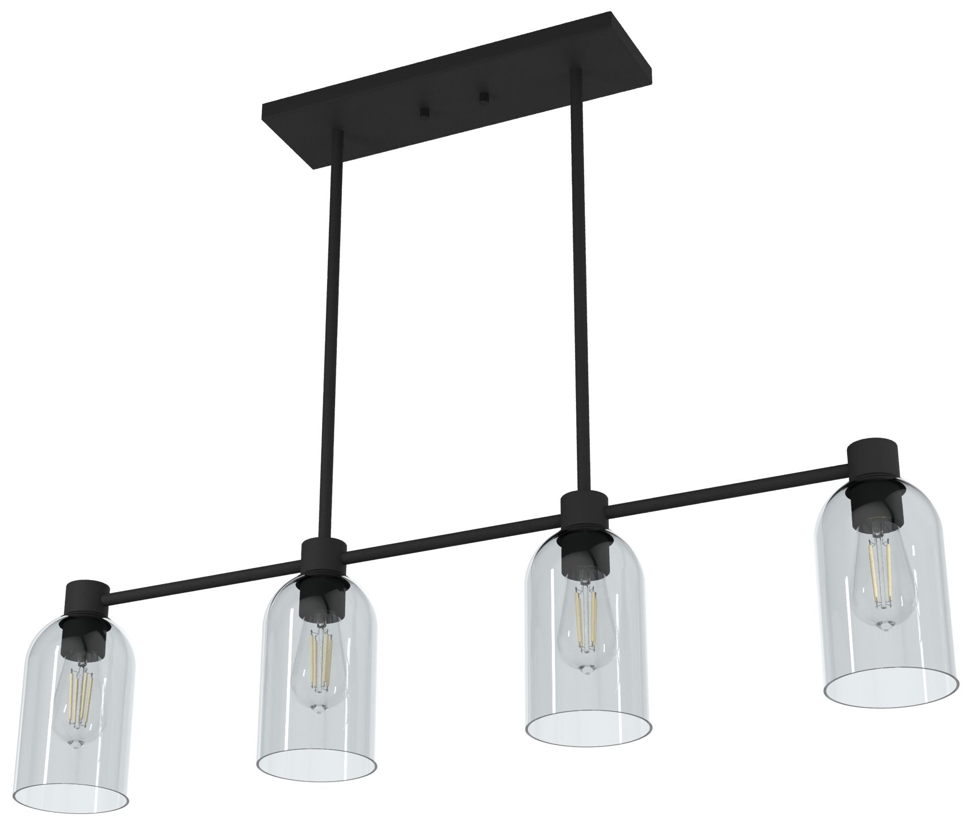 Hunter Lochemeade Natural Black Iron with Smoked Glass 4 Light Chandelier