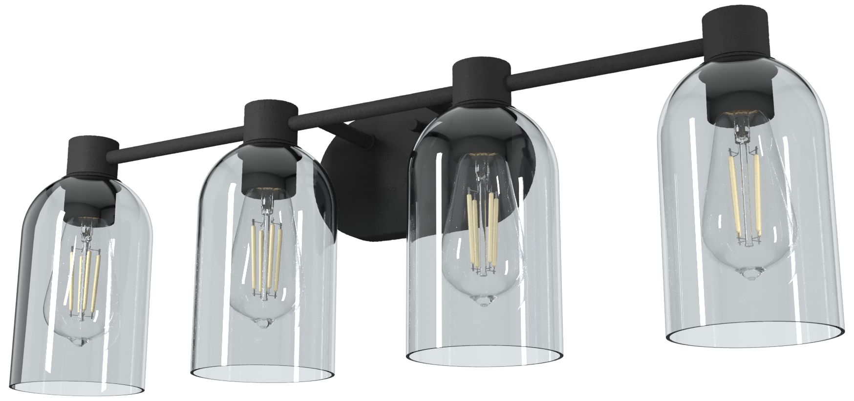 Hunter Lochemeade Natural Black Iron with Smoked Glass 4 Light Vanity