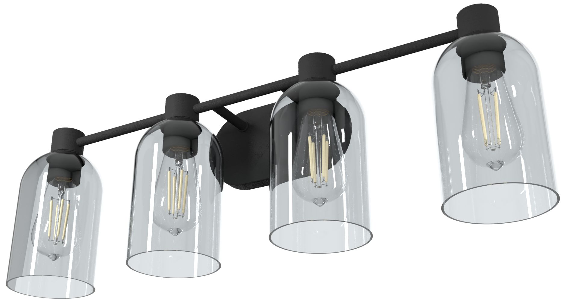 Image 2 Hunter Lochemeade Natural Black Iron with Smoked Glass 4 Light Vanity more views