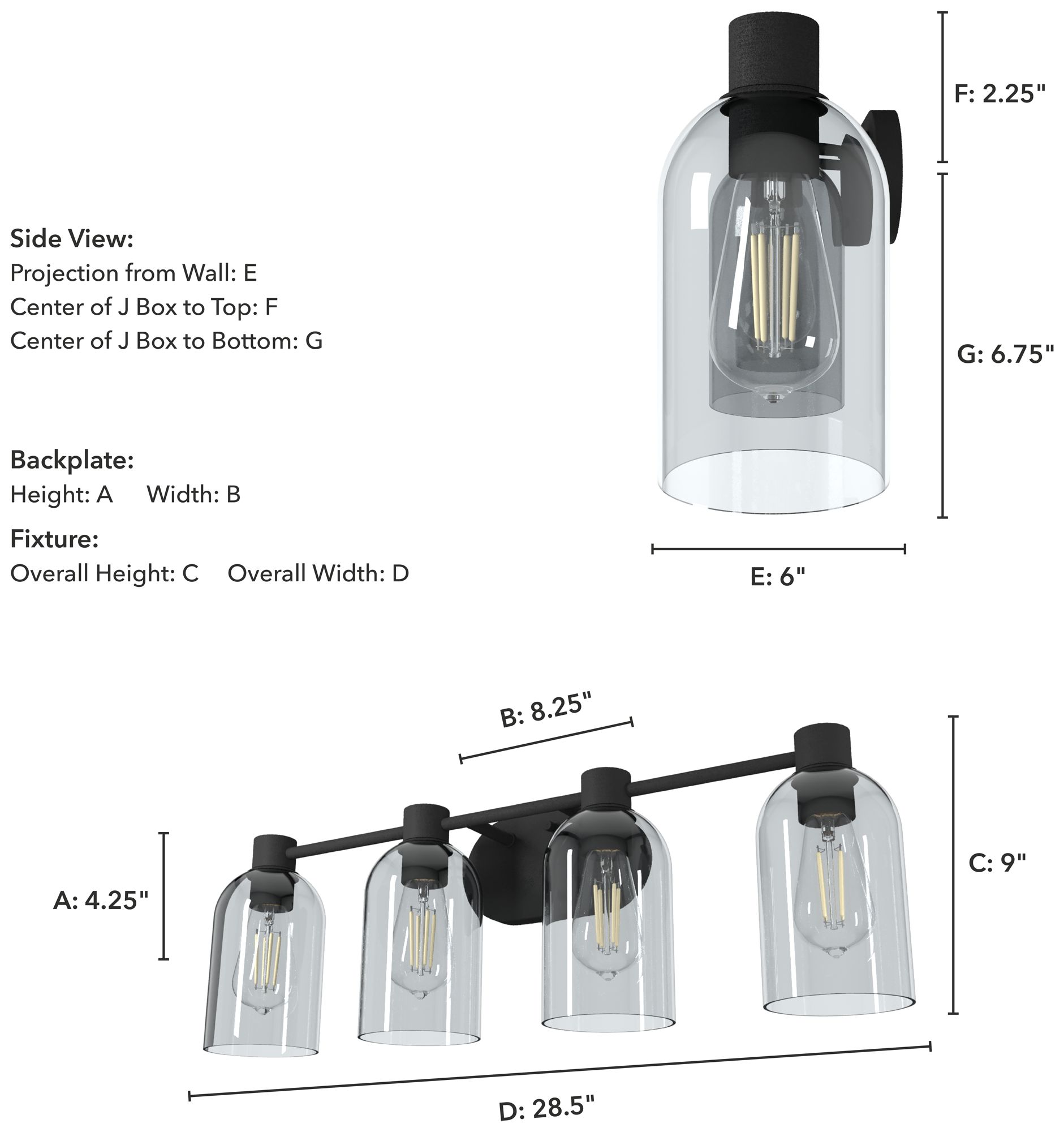 Image 4 Hunter Lochemeade Natural Black Iron with Smoked Glass 4 Light Vanity more views