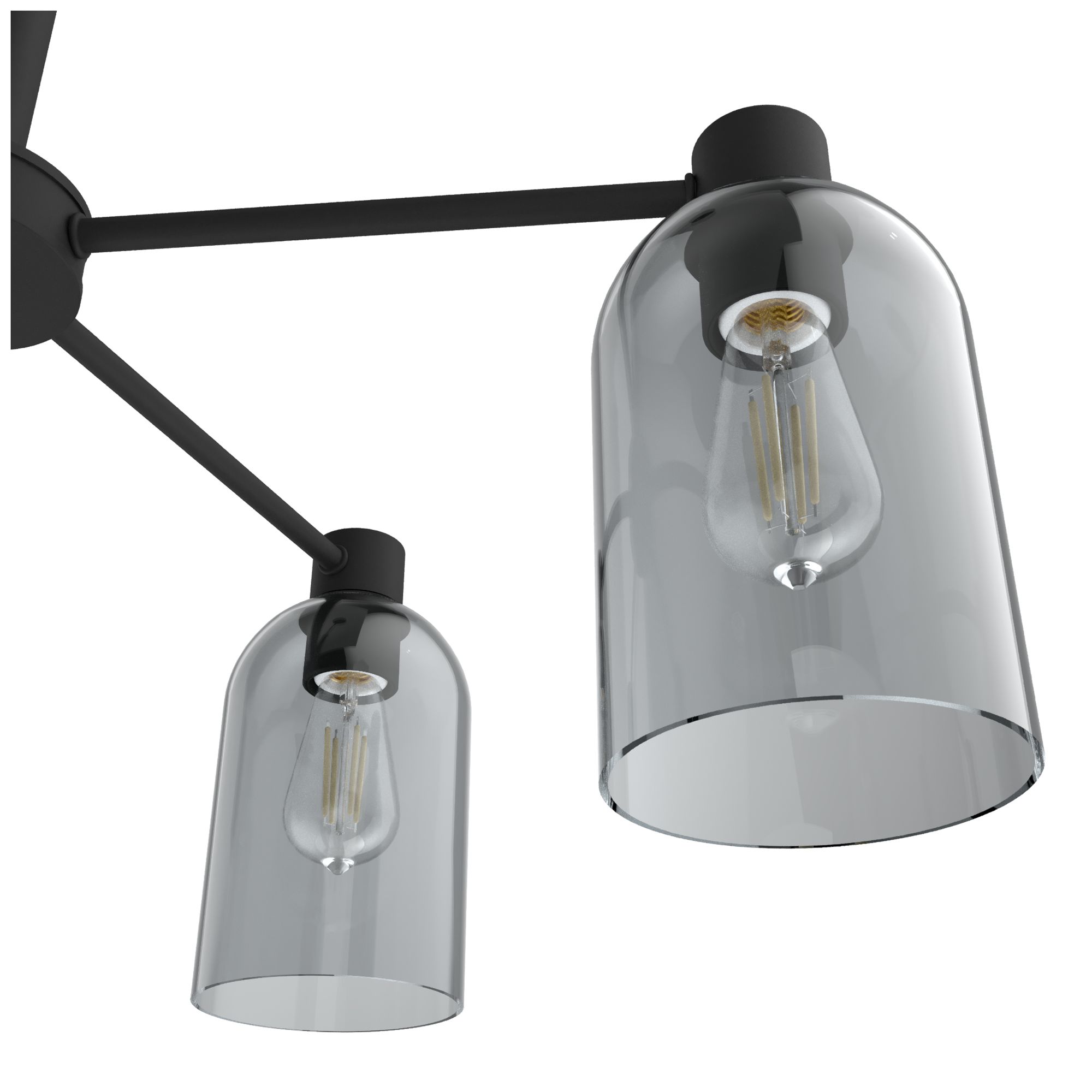 Image 2 Hunter Lochemeade Natural Black Iron with Smoked Glass 5 Light Chandelier more views