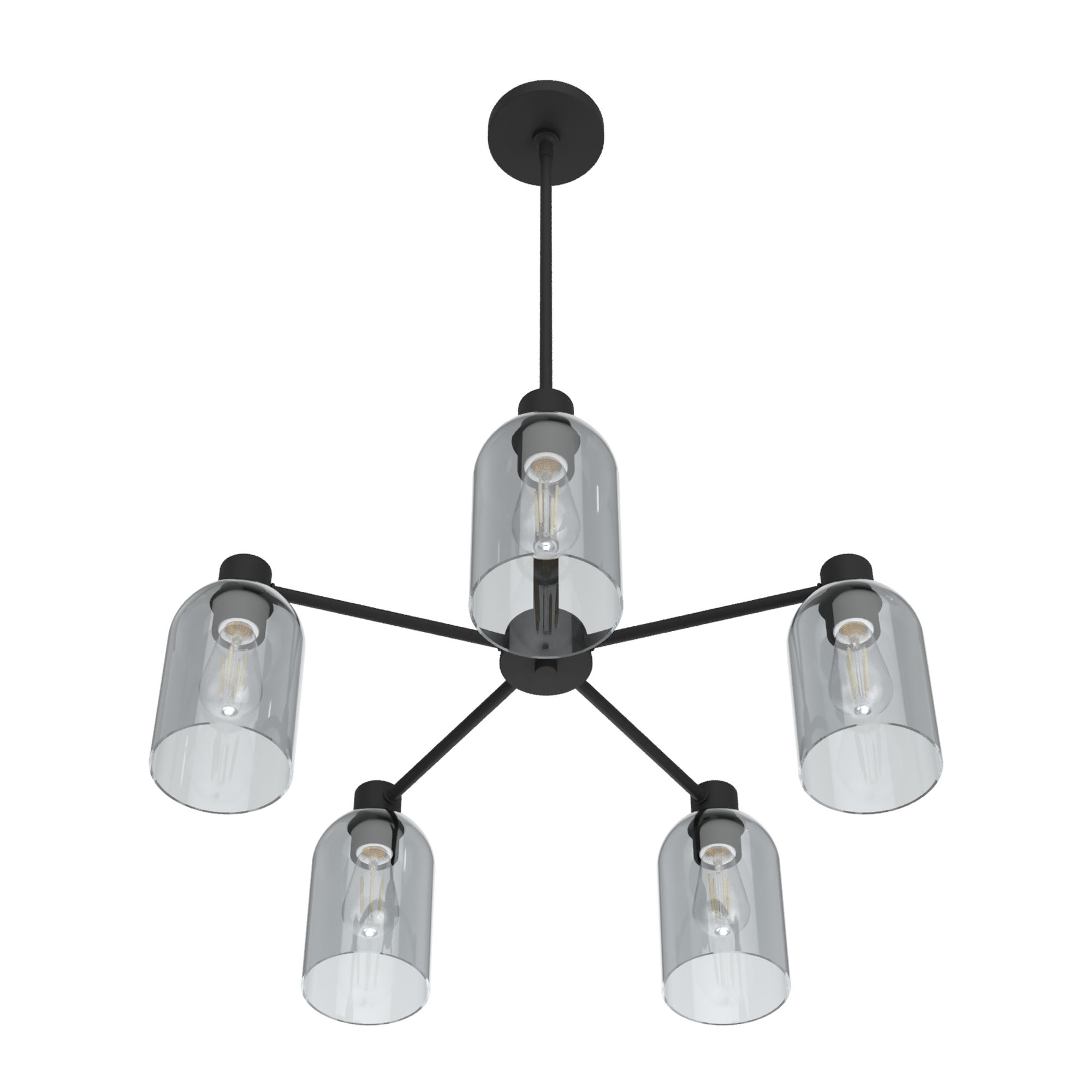 Image 4 Hunter Lochemeade Natural Black Iron with Smoked Glass 5 Light Chandelier more views