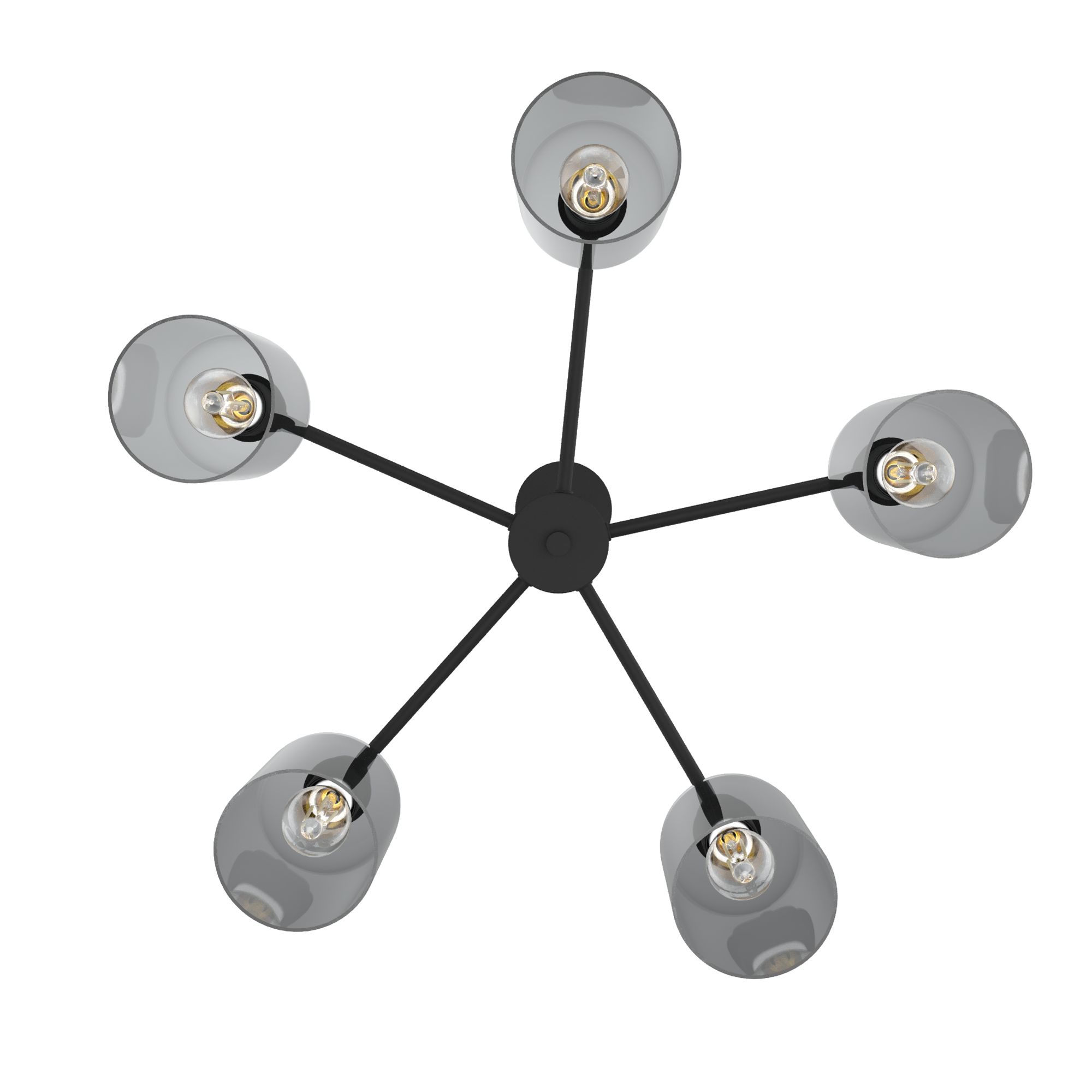 Image 5 Hunter Lochemeade Natural Black Iron with Smoked Glass 5 Light Chandelier more views