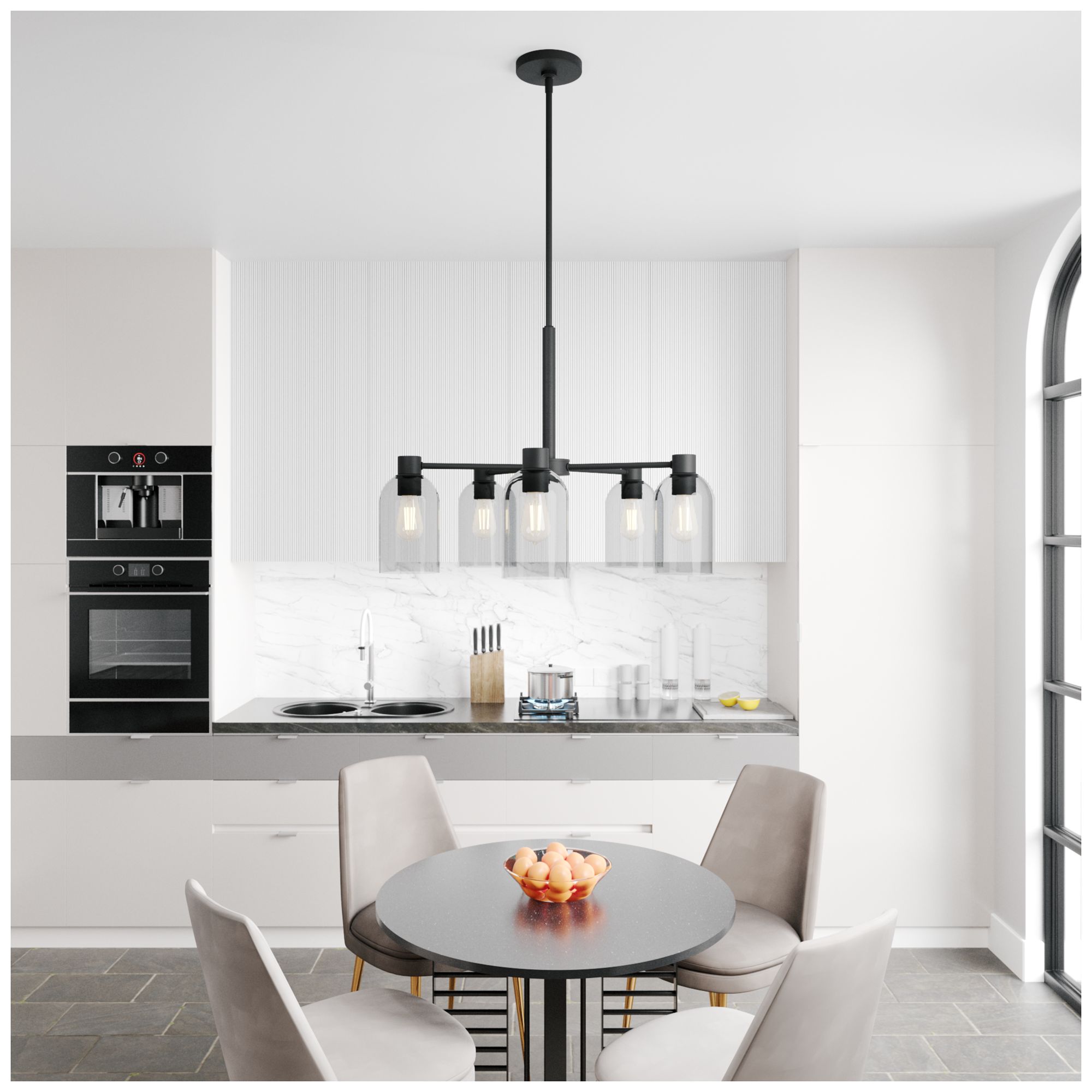 Image 6 Hunter Lochemeade Natural Black Iron with Smoked Glass 5 Light Chandelier more views