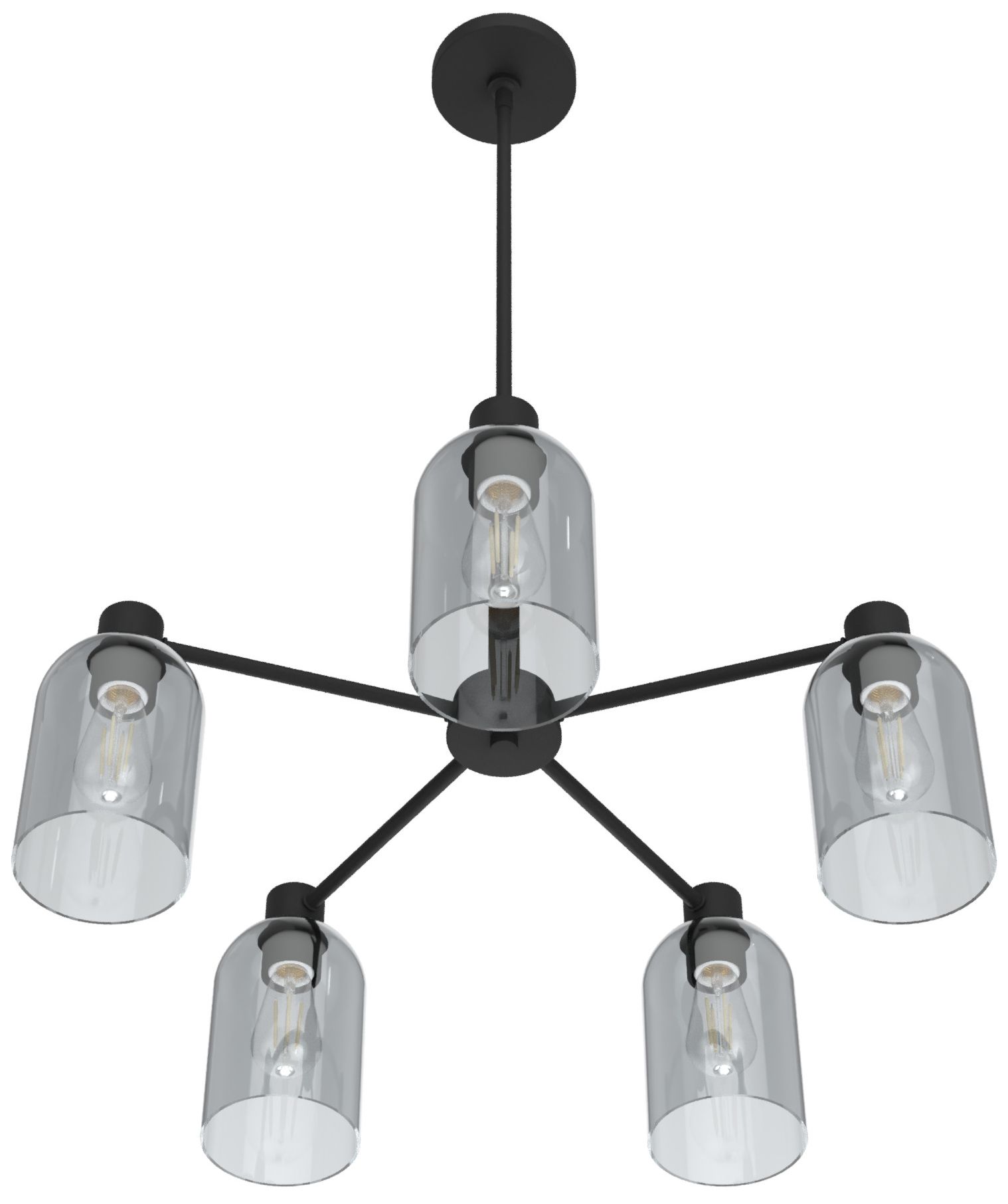 Hunter Lochemeade Natural Black Iron with Smoked Glass 5 Light Chandelier