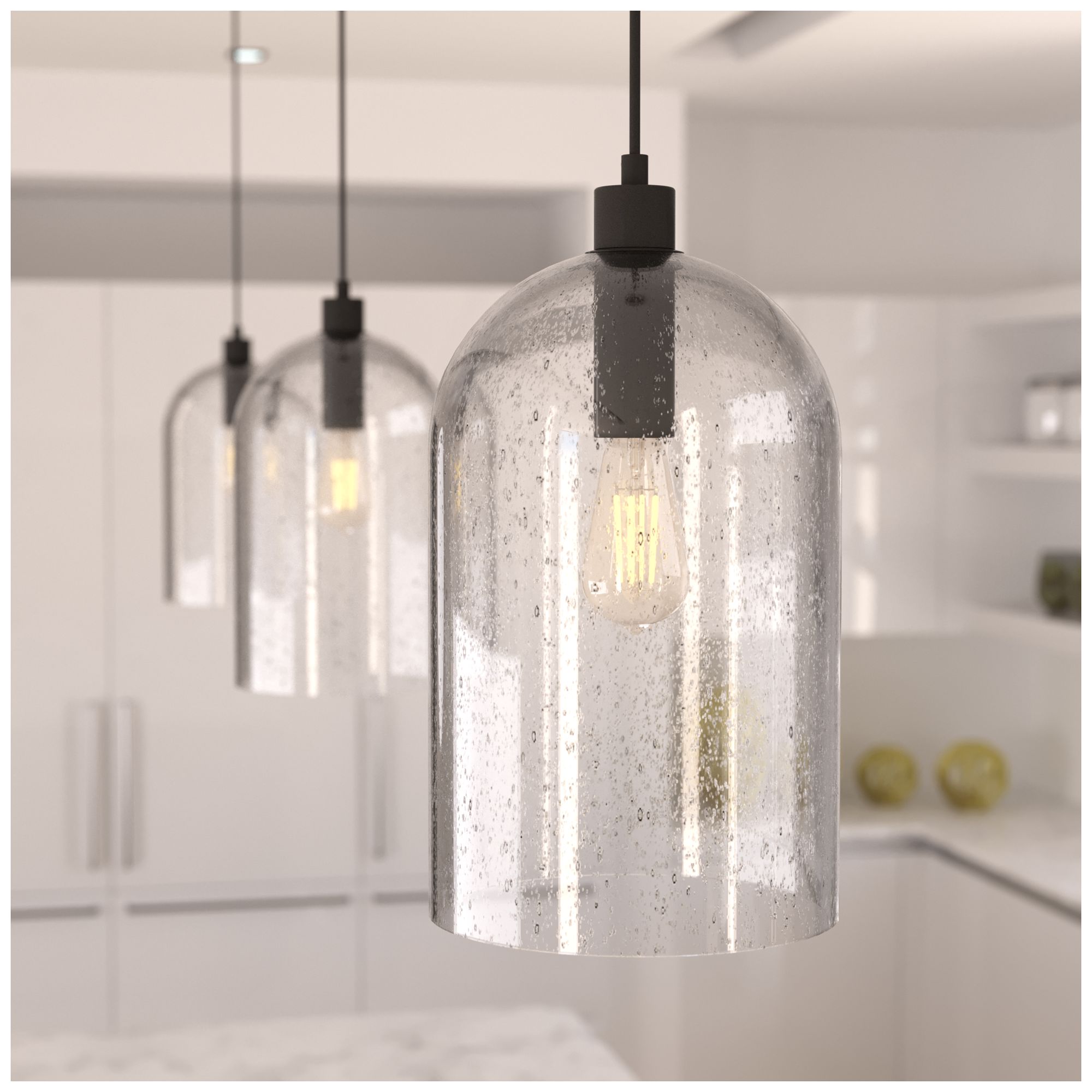 Image 5 Hunter Lochemeade Noble Bronze with Clear Seeded Glass 1 Light Pendant more views