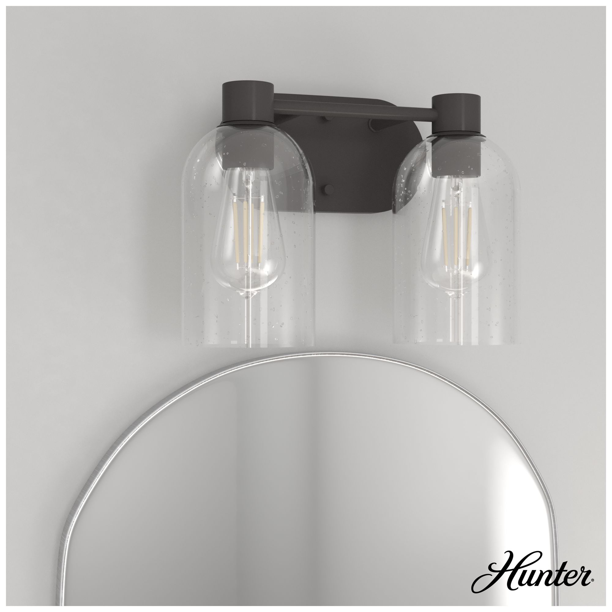 Image 6 Hunter Lochemeade Noble Bronze with Seeded Glass 2 Light Bathroom Vanity more views