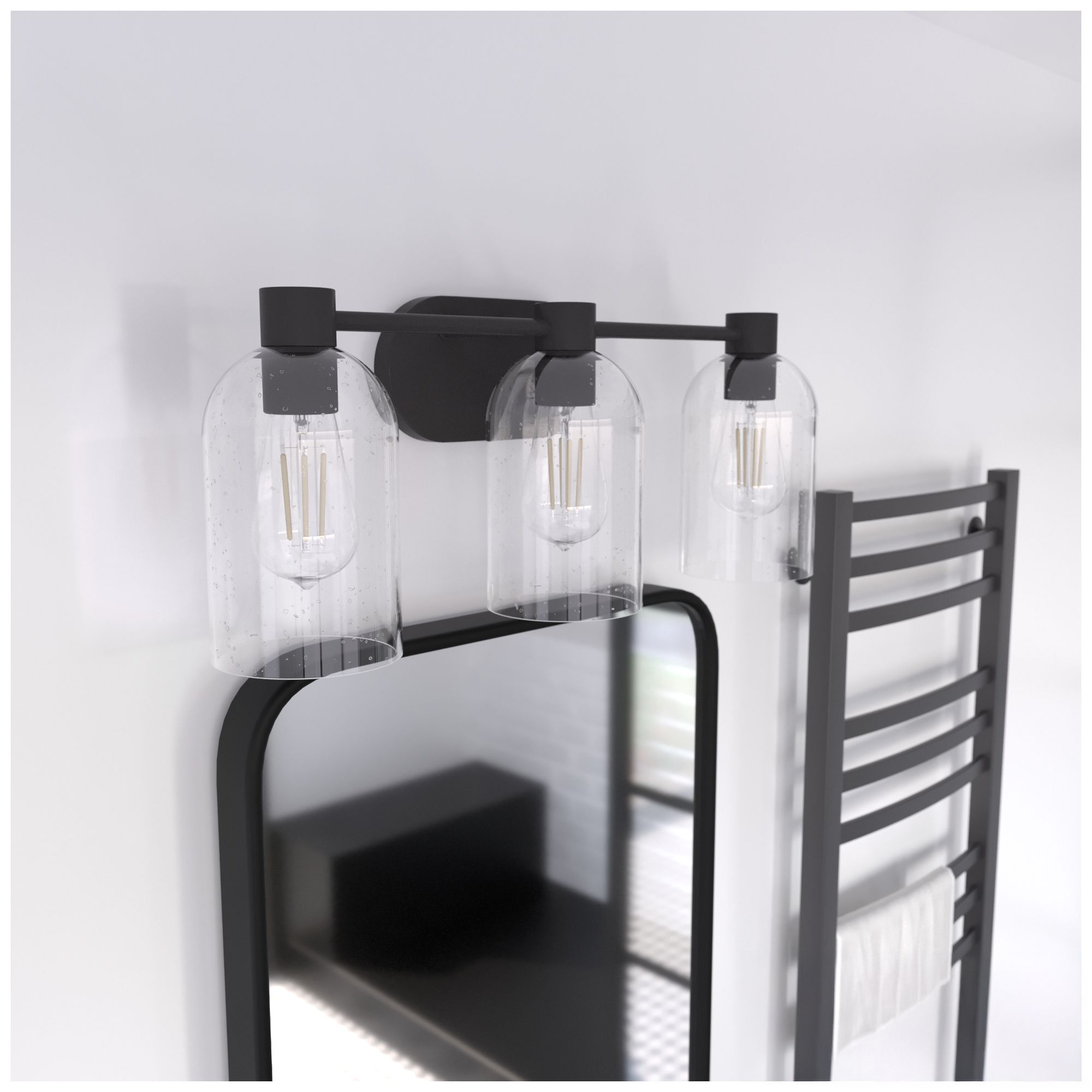 Image 6 Hunter Lochemeade Noble Bronze with Seeded Glass 3 Light Bathroom Vanity more views