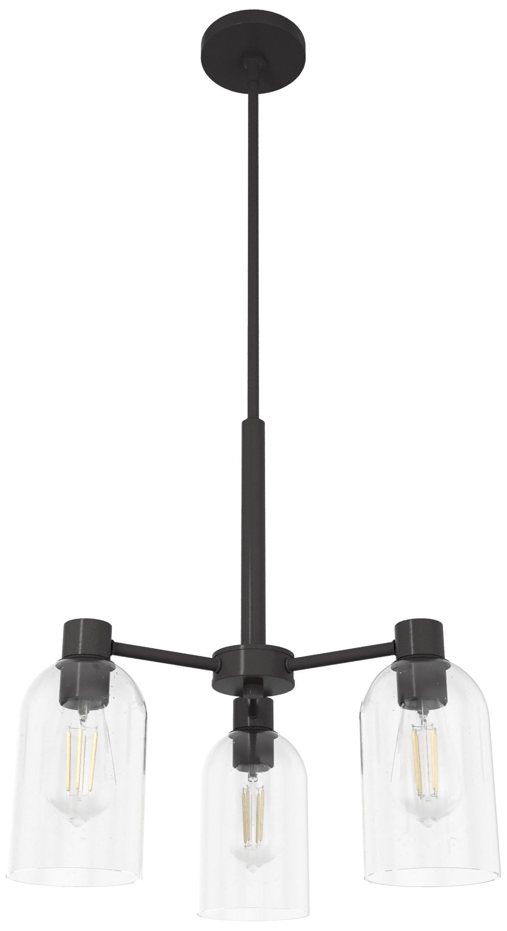 Image 3 Hunter Lochemeade Noble Bronze with Seeded Glass 3 Light Chandelier more views
