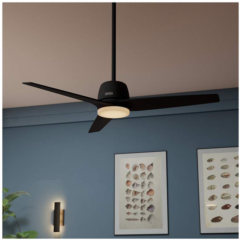 Image 1 Hunter Malden LED 52" Matte Black Ceiling Fan with Handheld Remote
