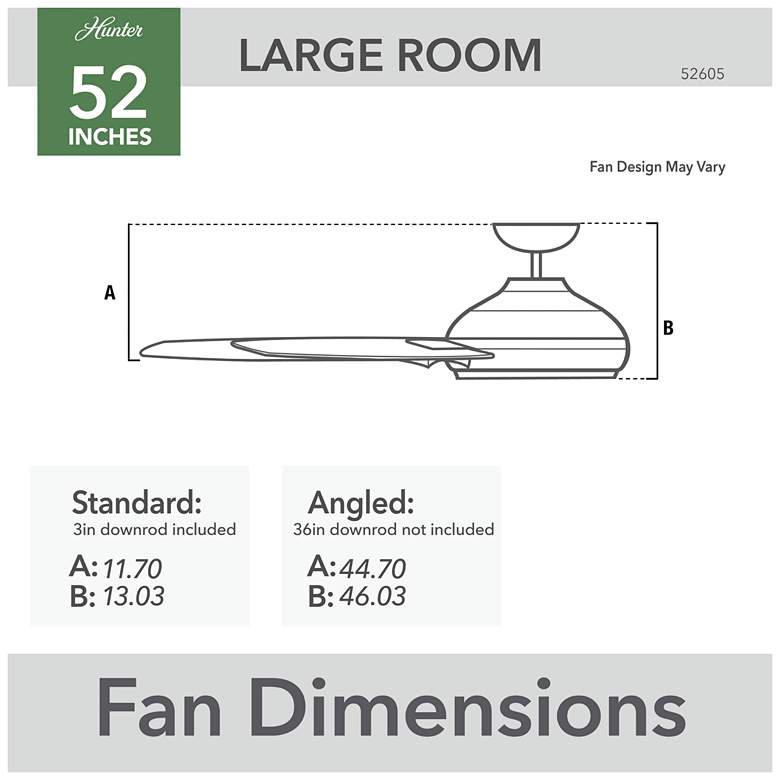 Image 3 Hunter Malden LED 52" Matte Black Ceiling Fan with Handheld Remote more views