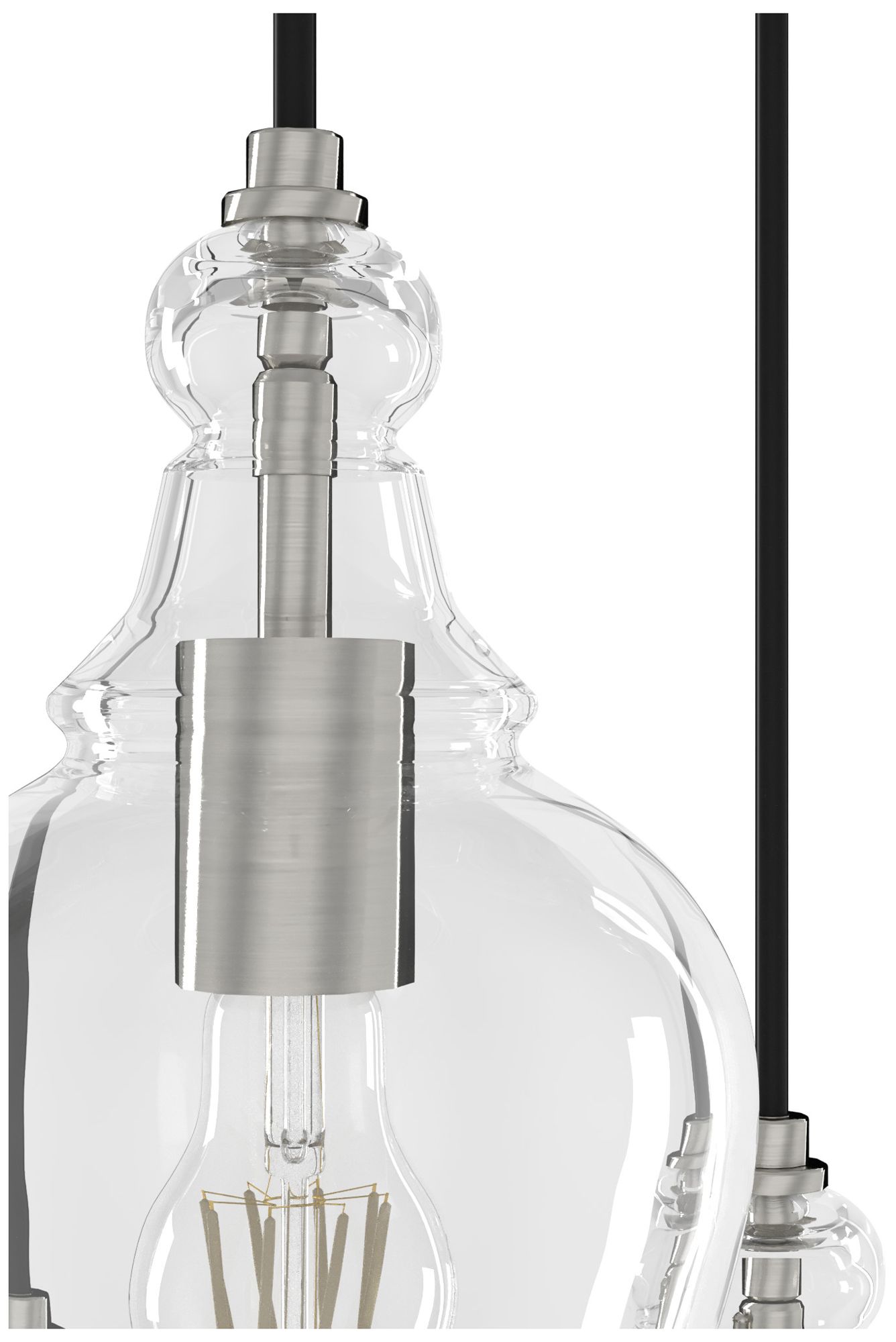 Image 7 Hunter Maple Park Brushed Nickel with Clear Glass 3 Light Pendant more views