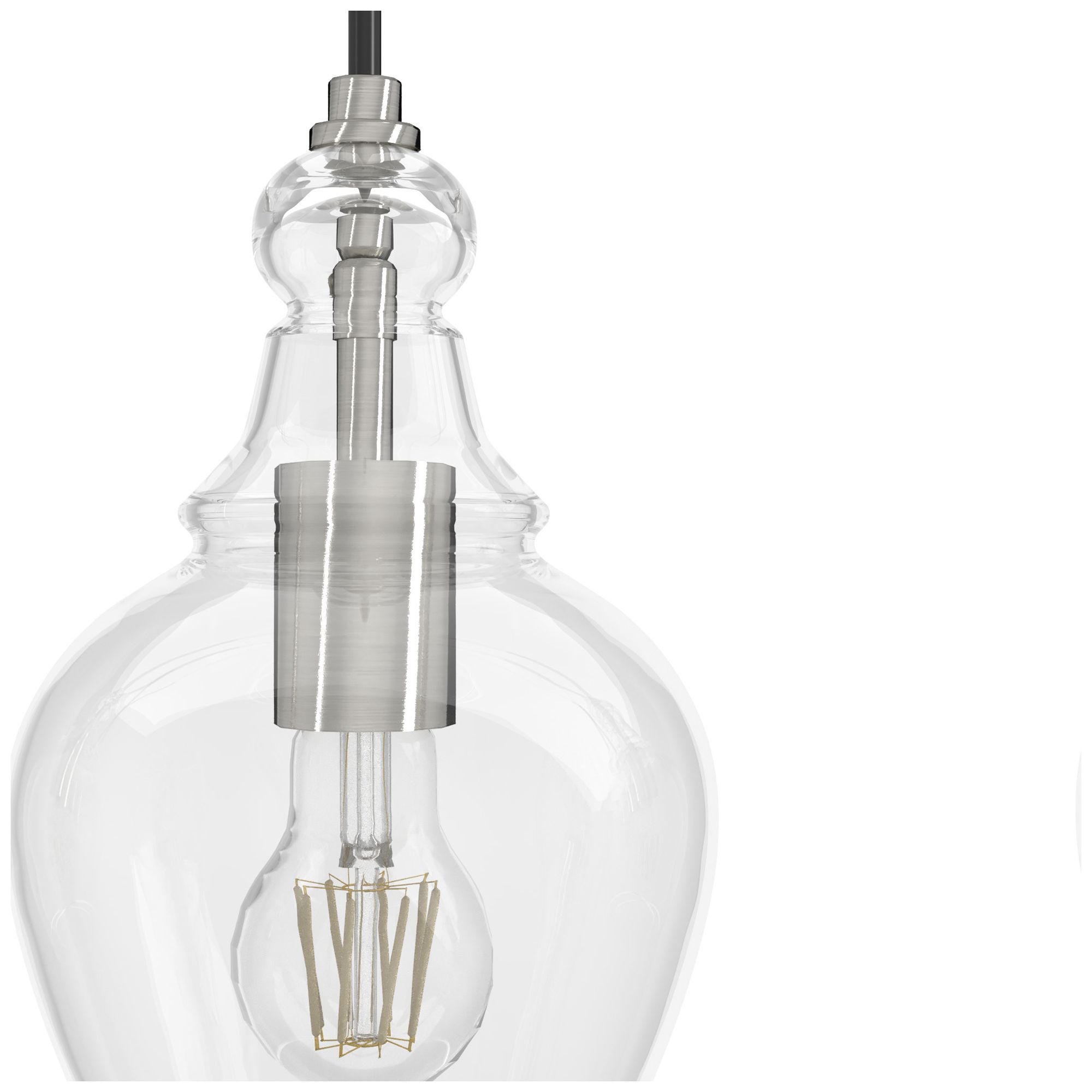 Image 7 Hunter Maple Park Brushed Nickel with Clear Glass 5 Light Pendant more views