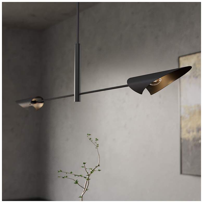 Image 1 Hunter Merian Matte Black 2 Light Extra Large Chandelier