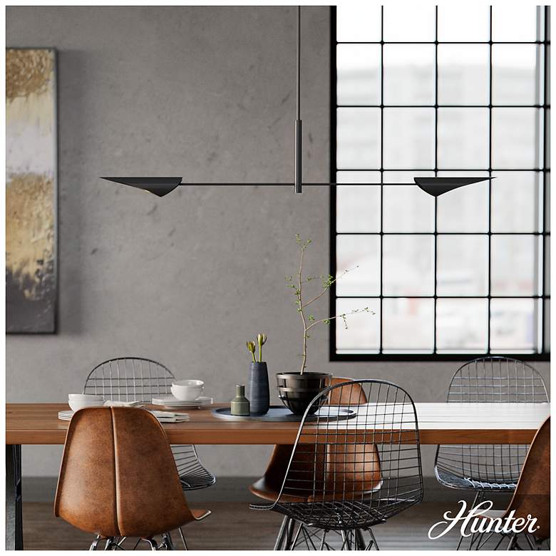 Image 3 Hunter Merian Matte Black 2 Light Extra Large Chandelier more views
