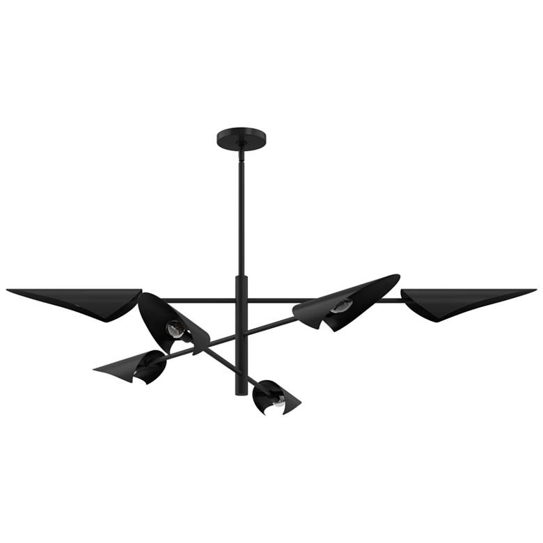 Image 2 Hunter Merian Matte Black 6 Light Large Chandelier Ceiling Light Fixture