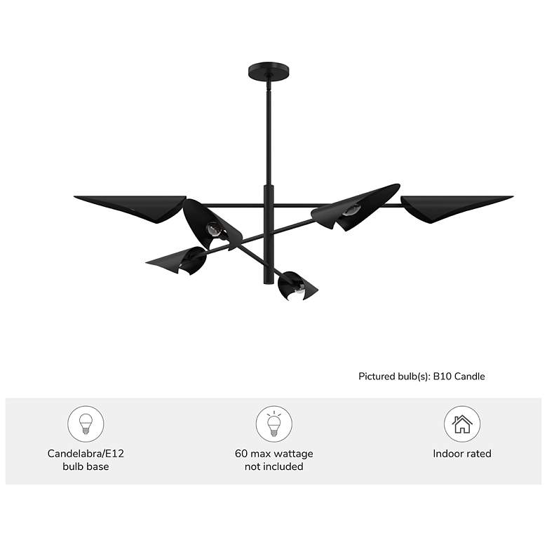 Image 5 Hunter Merian Matte Black 6 Light Large Chandelier Ceiling Light Fixture more views