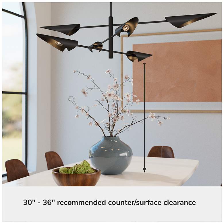 Image 7 Hunter Merian Matte Black 6 Light Large Chandelier Ceiling Light Fixture more views