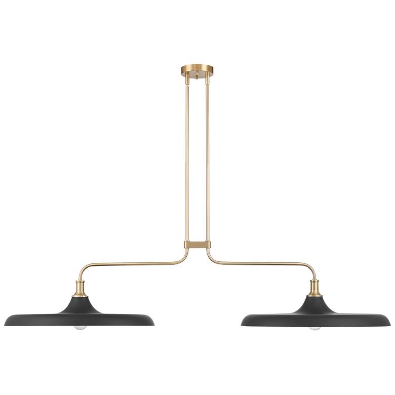 Image 2 Hunter Moriso Matte Black and Modern Brass 2 Light Large Chandelier