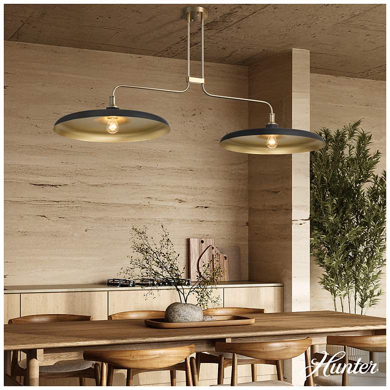 Image 3 Hunter Moriso Matte Black and Modern Brass 2 Light Large Chandelier more views