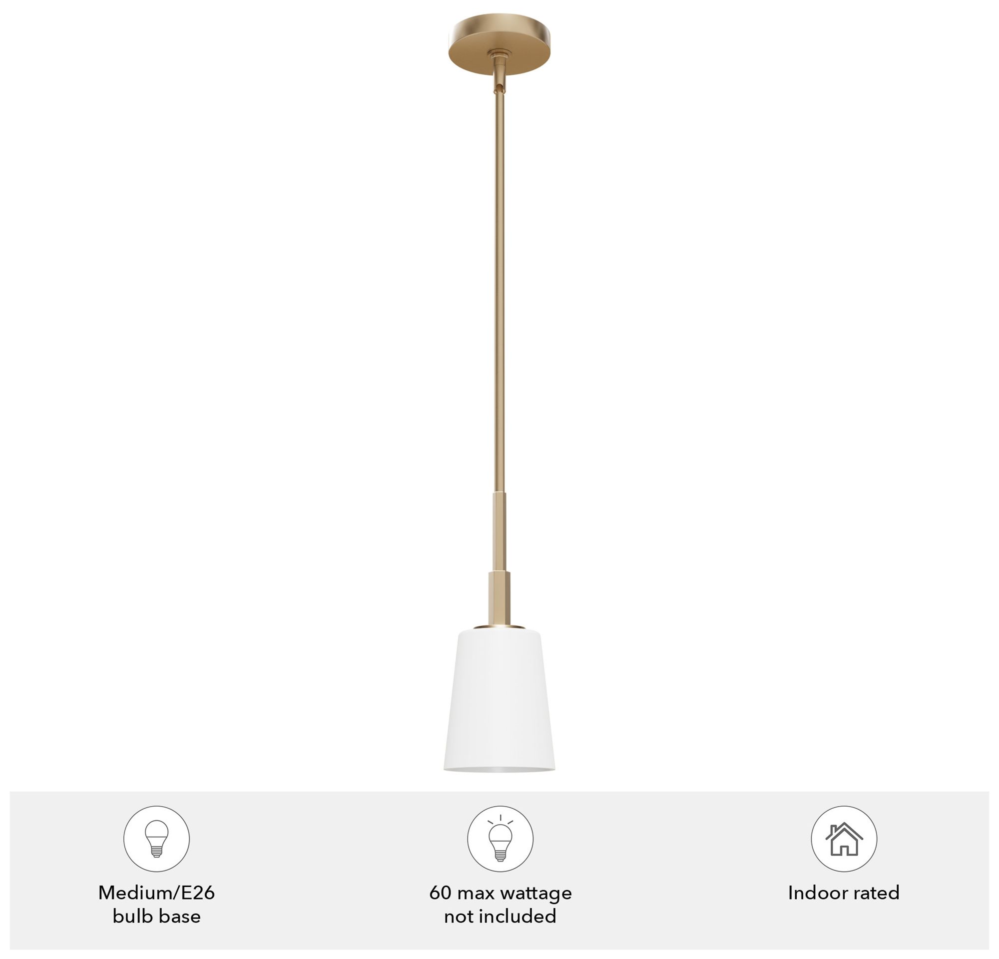 Image 4 Hunter Nolita Alturas Gold with Cased White Glass 1 Light Pendant more views