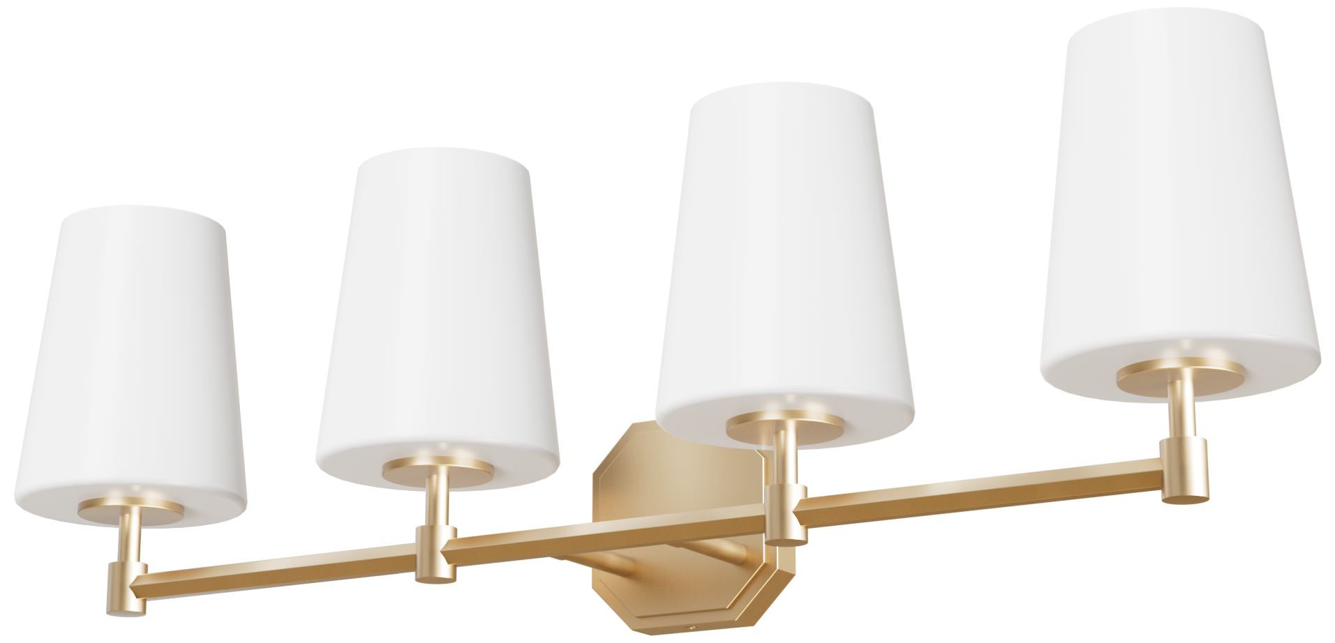 Hunter Nolita Alturas Gold with Cased White Glass 4 Light Bathroom Vanity