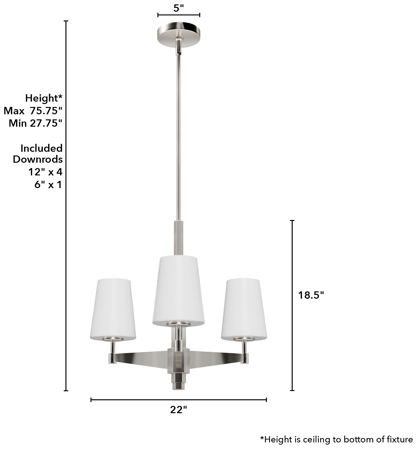 Image 5 Hunter Nolita Brushed Nickel with Cased White Glass 3 Light Chandelier more views