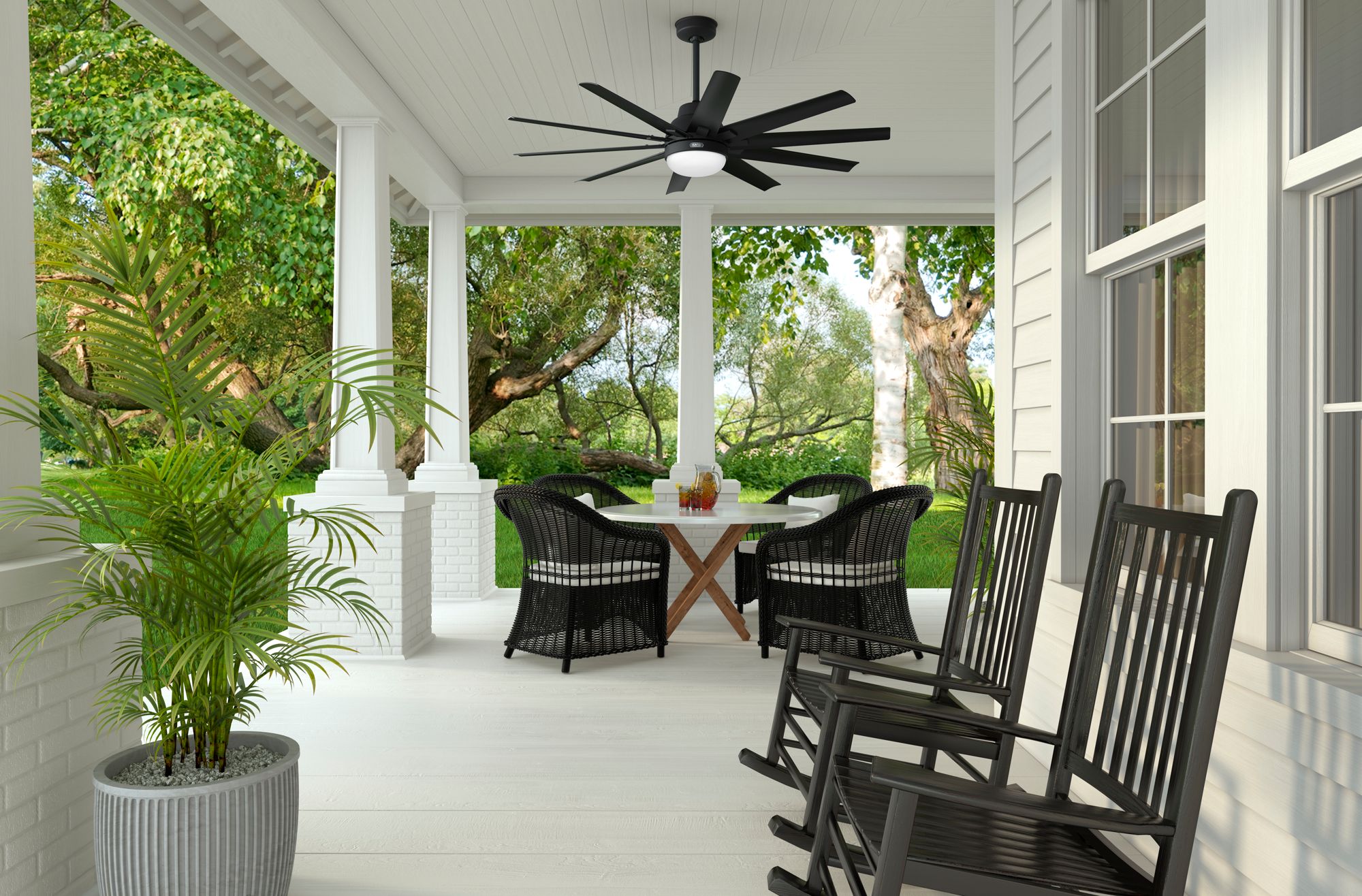 Hunter Overton LED 60 in Matte Black ENERGY STAR Outdoor Fan