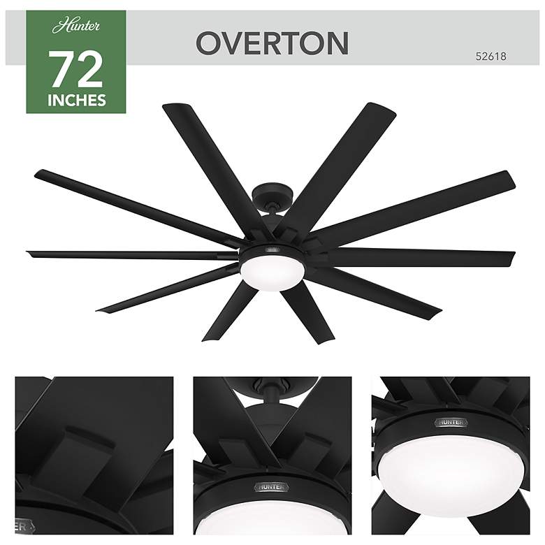 Image 6 Hunter Overton LED 72 in Matte Black ENERGY STAR Outdoor Fan more views