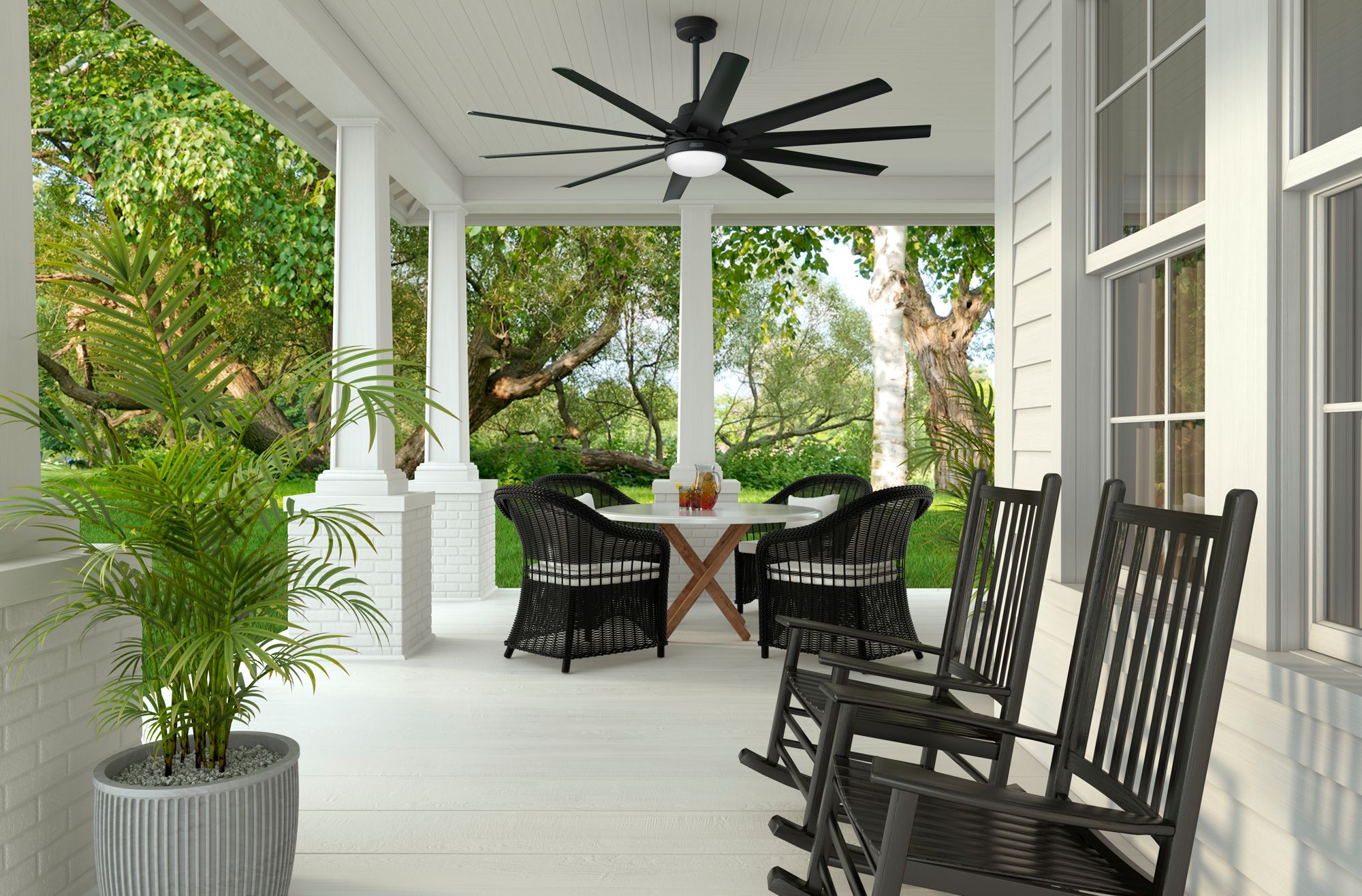 Hunter Overton LED 72 in Matte Black ENERGY STAR Outdoor Fan