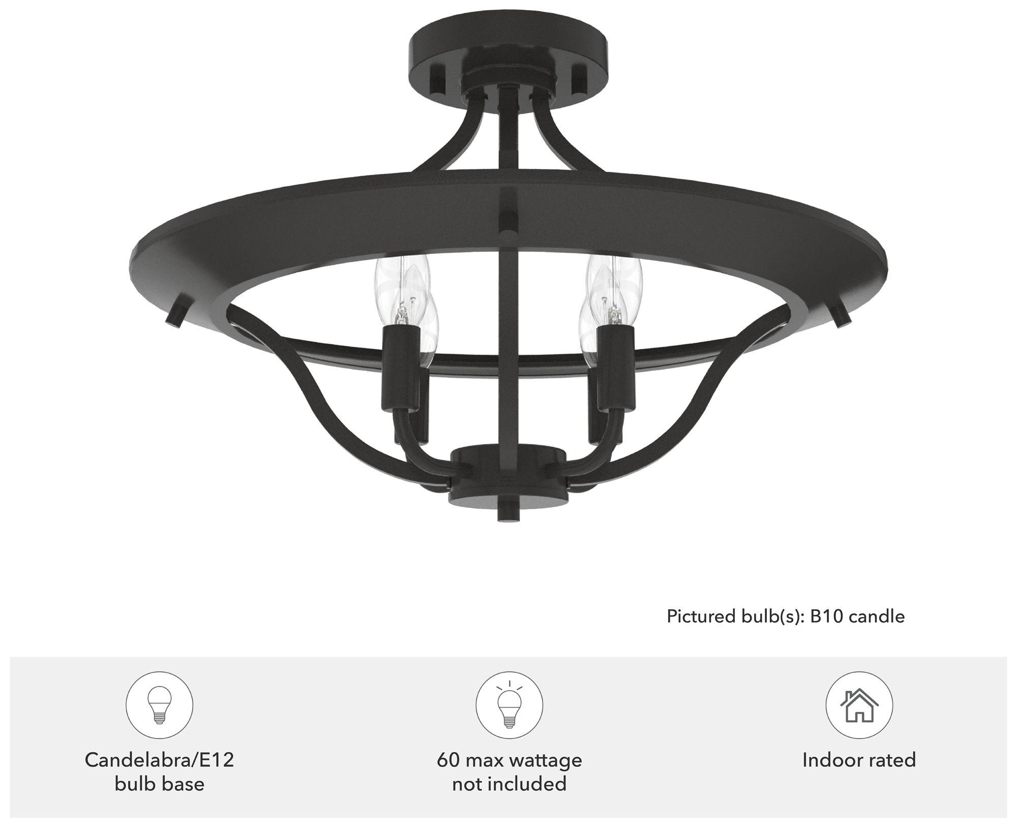 Image 2 Hunter Perch Point Noble Bronze 4 Light Medium Flush Mount more views