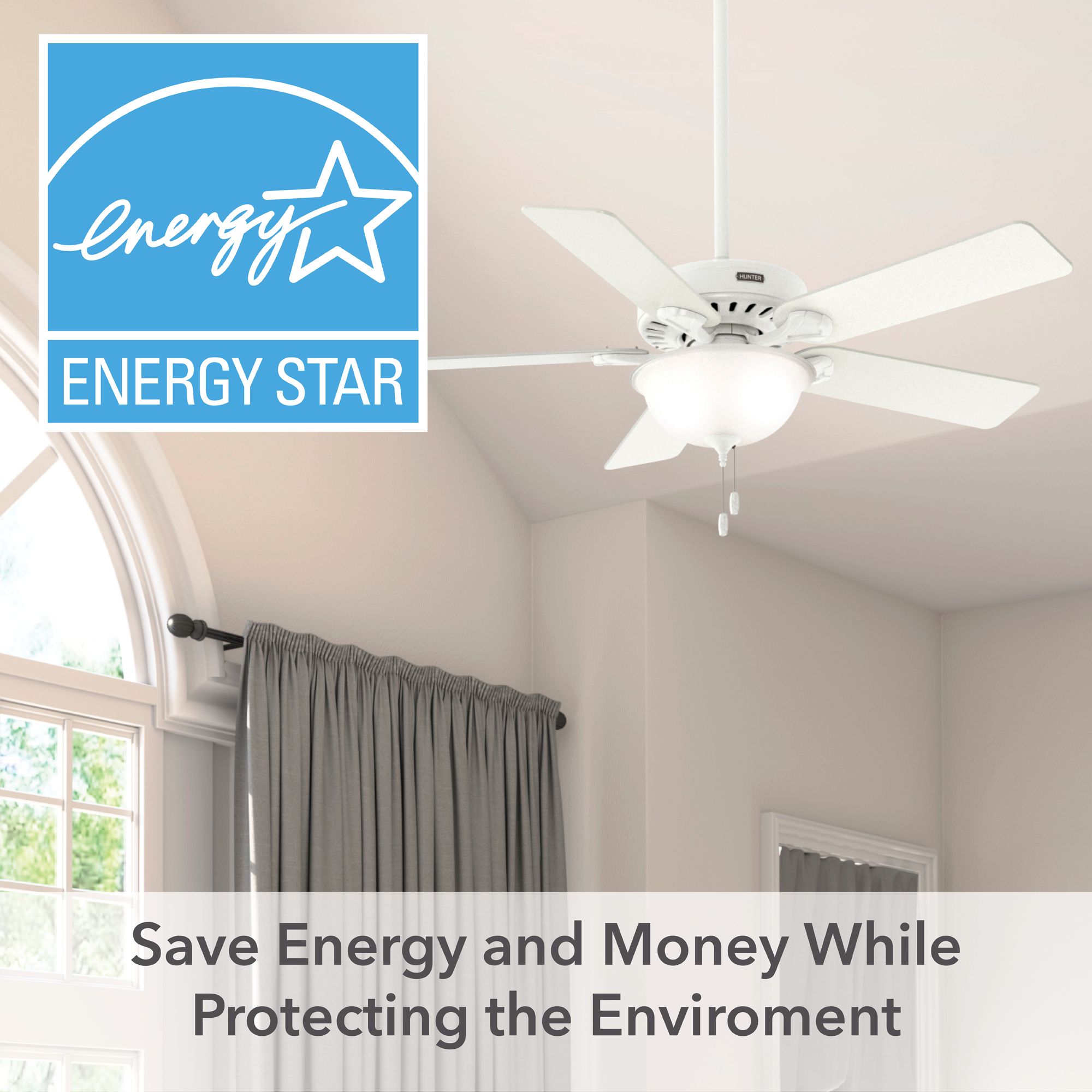 Hunter Pro's Best LED 52 in Fresh White ENERGY STAR Indoor Fan