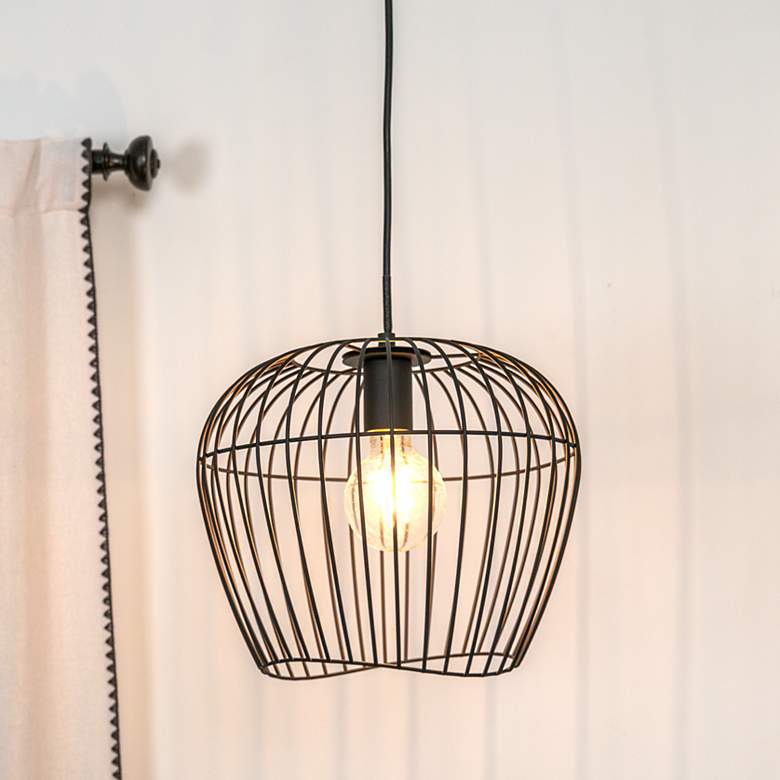 Image 1 Hunter Redding Matte Black 1 Light Medium Pendant Ceiling Light Fixture