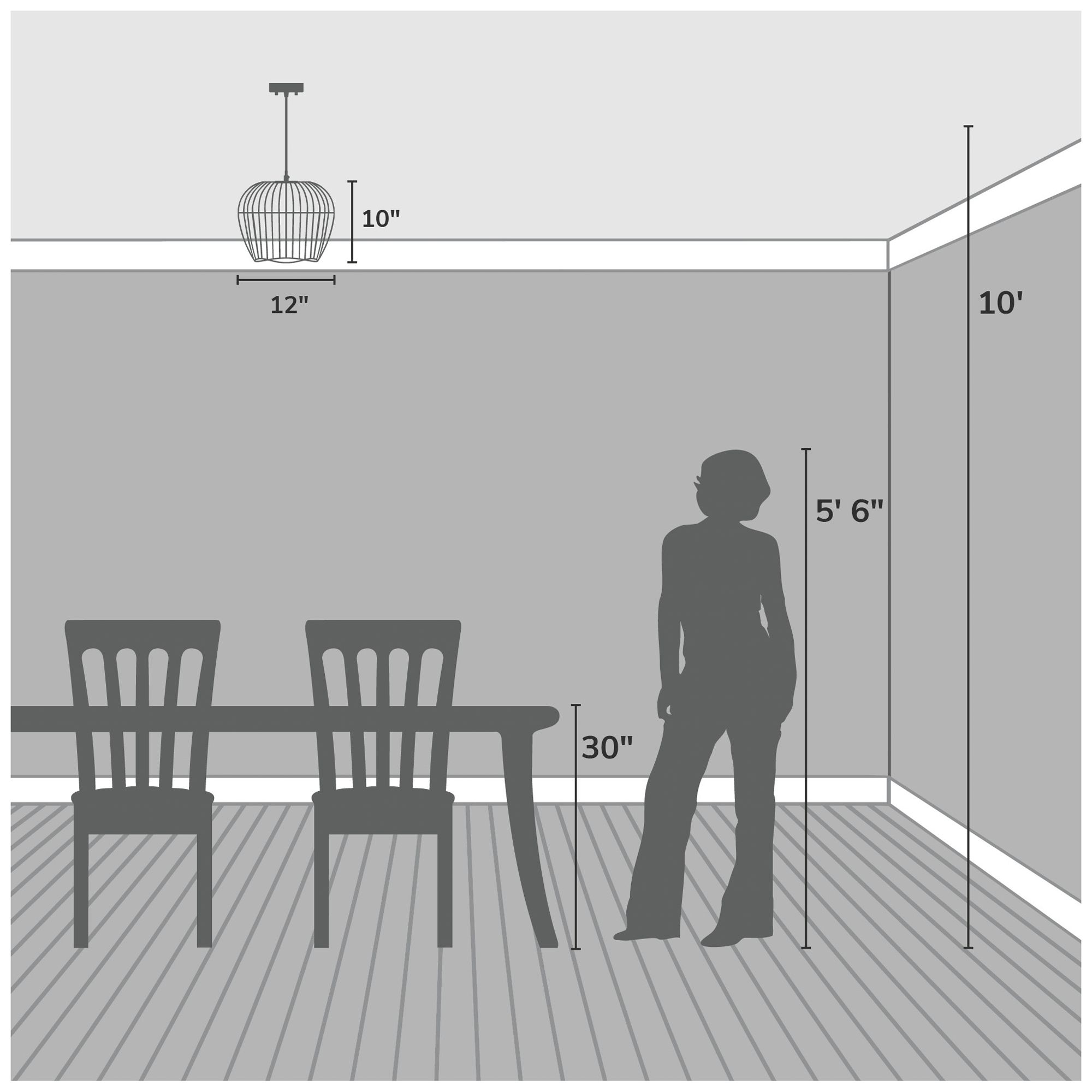 Hunter Redding Matte Black 1 Light Medium Pendant Ceiling Light Fixture